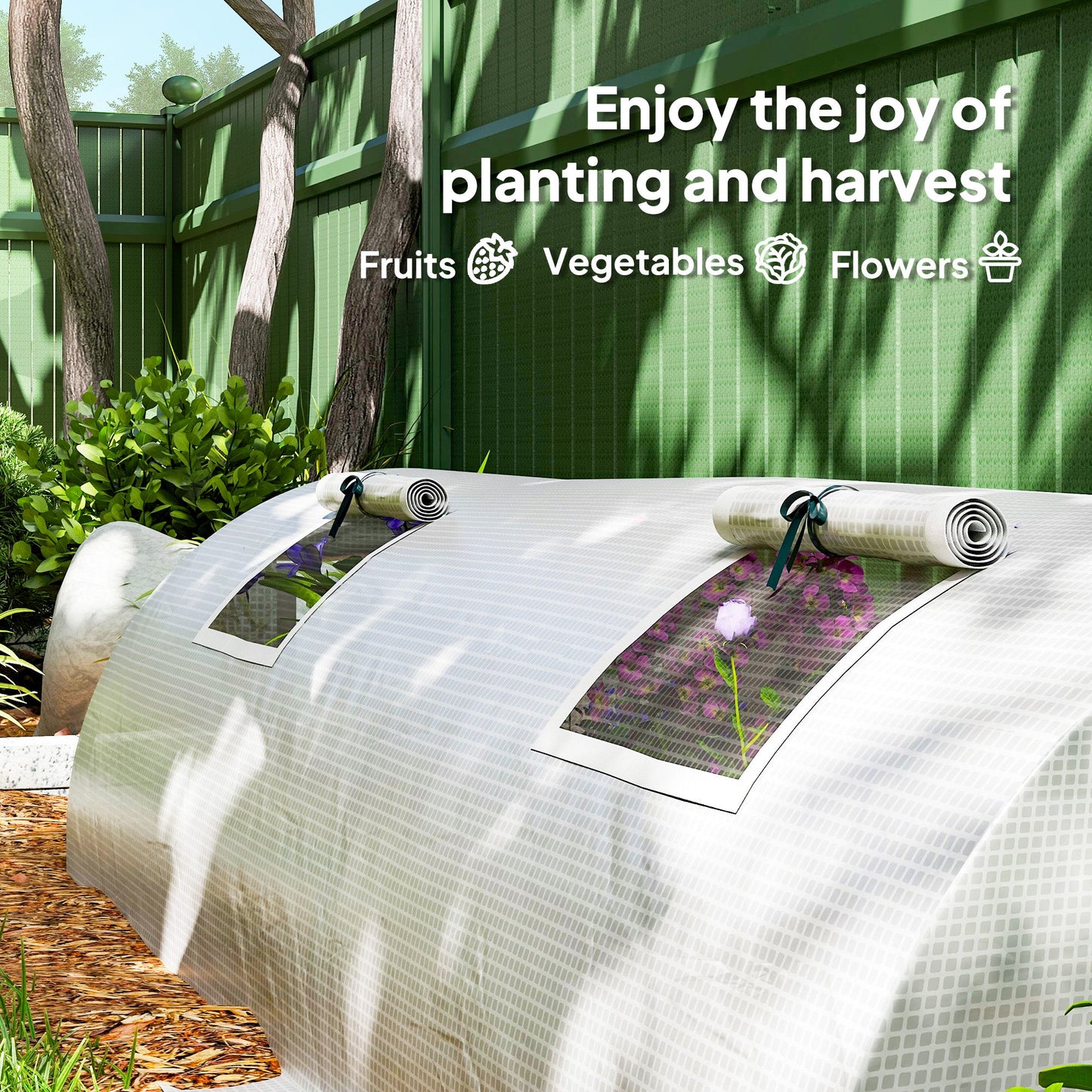 7' x 3' x 2' Portable Mini Greenhouse, Tunnel Growing Tent Plants Flower Warm House with 5 Mesh Windows and Steel Frame, for Garden, Patio, Backyard, White