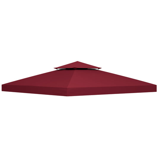 9.84' x 9.84' Square 2-Tier Gazebo Canopy Replacement Top Cover Outdoor Garden Sun Shade, Wine Red