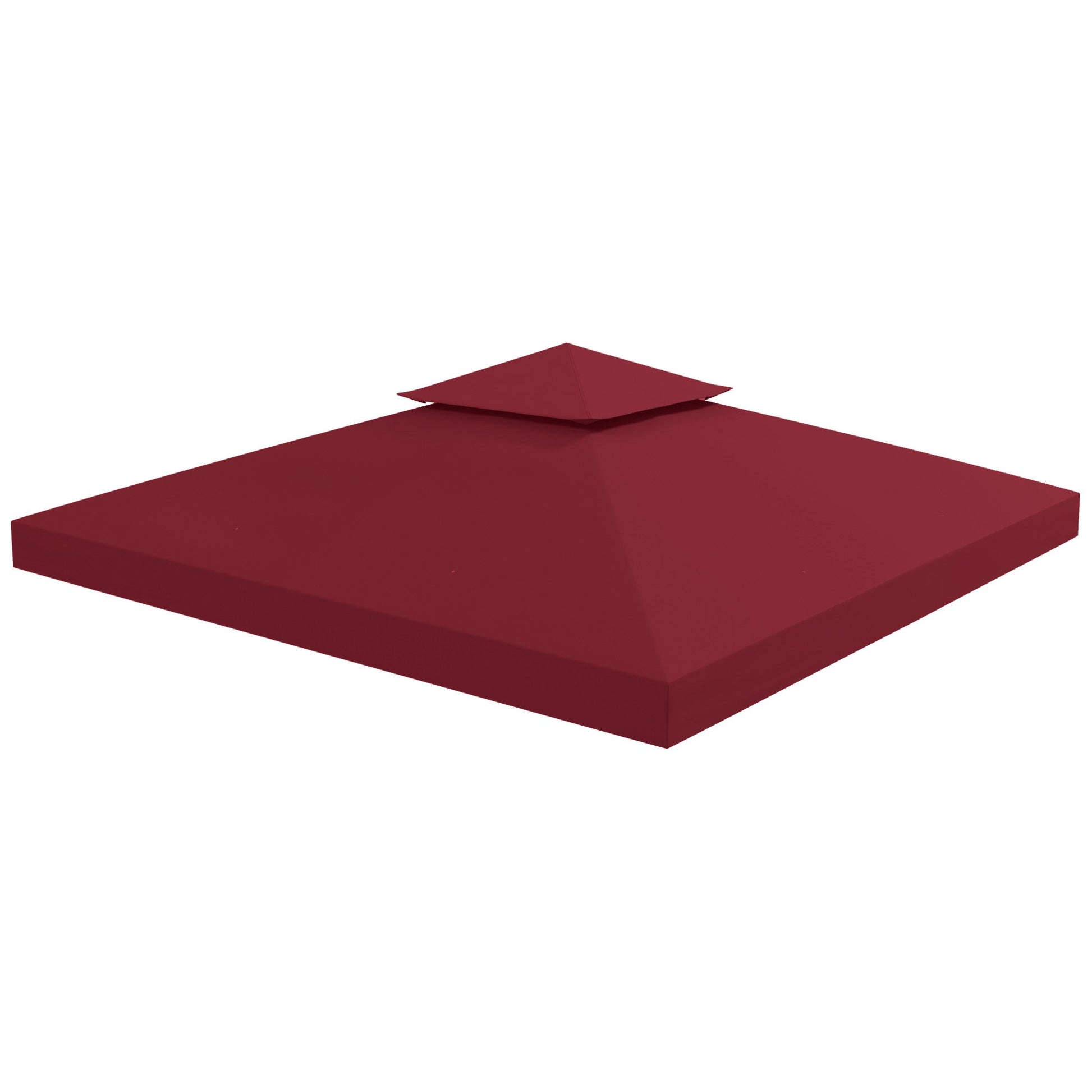 9.84' x 9.84' Square 2-Tier Gazebo Canopy Replacement Top Cover Outdoor Garden Sun Shade, Wine Red