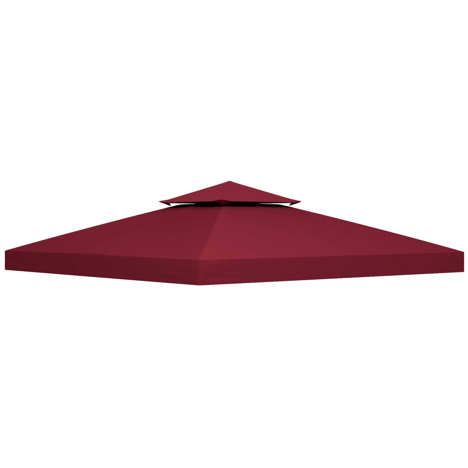 9.84' x 9.84' Square 2-Tier Gazebo Canopy Replacement Top Cover Outdoor Garden Sun Shade, Wine Red