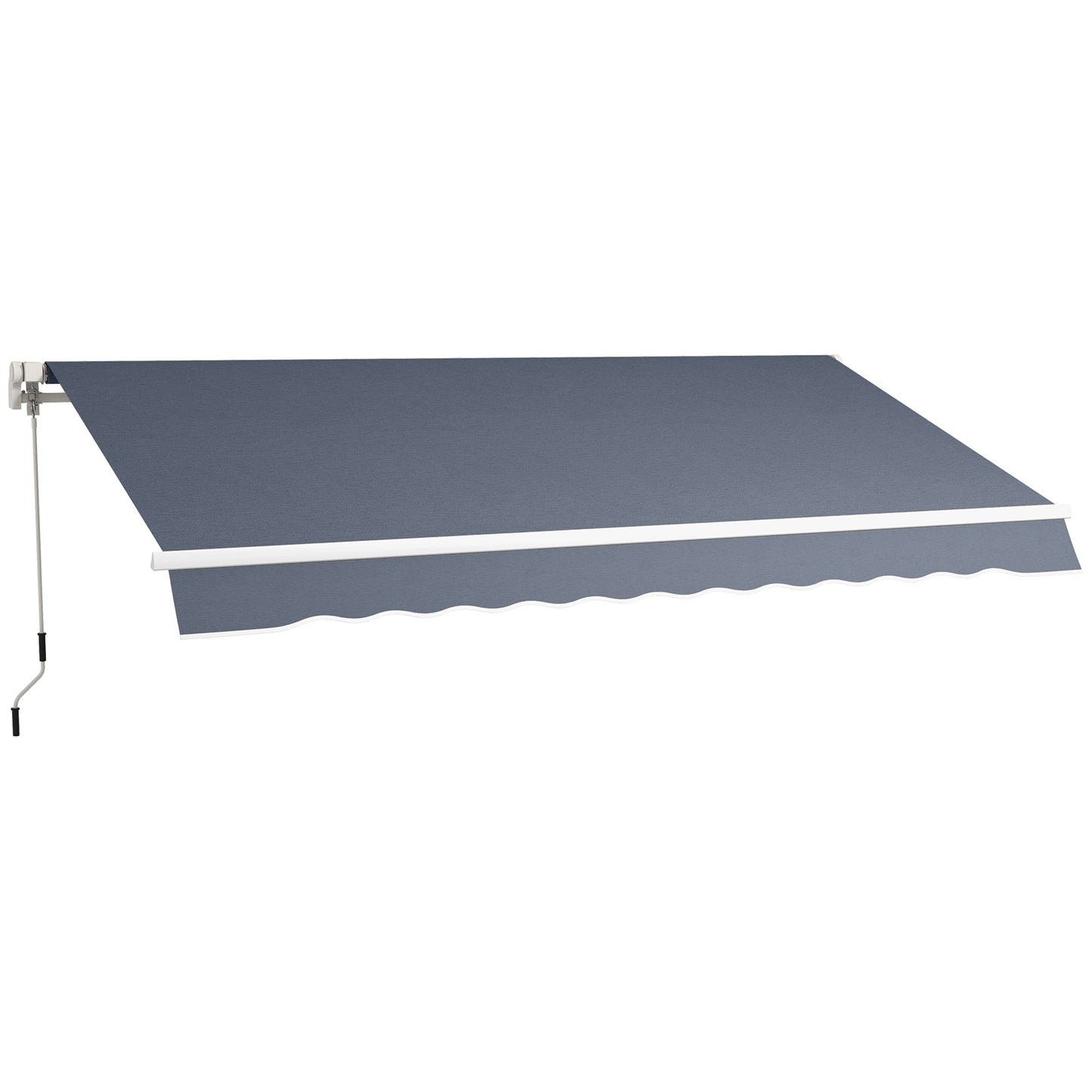 12' x 8' Retractable Awning Patio Awnings Sun Shade Shelter with Manual Crank Handle, UV & Water-Resistant Fabric and Aluminum Frame for Deck Balcony Yard, Dark Grey