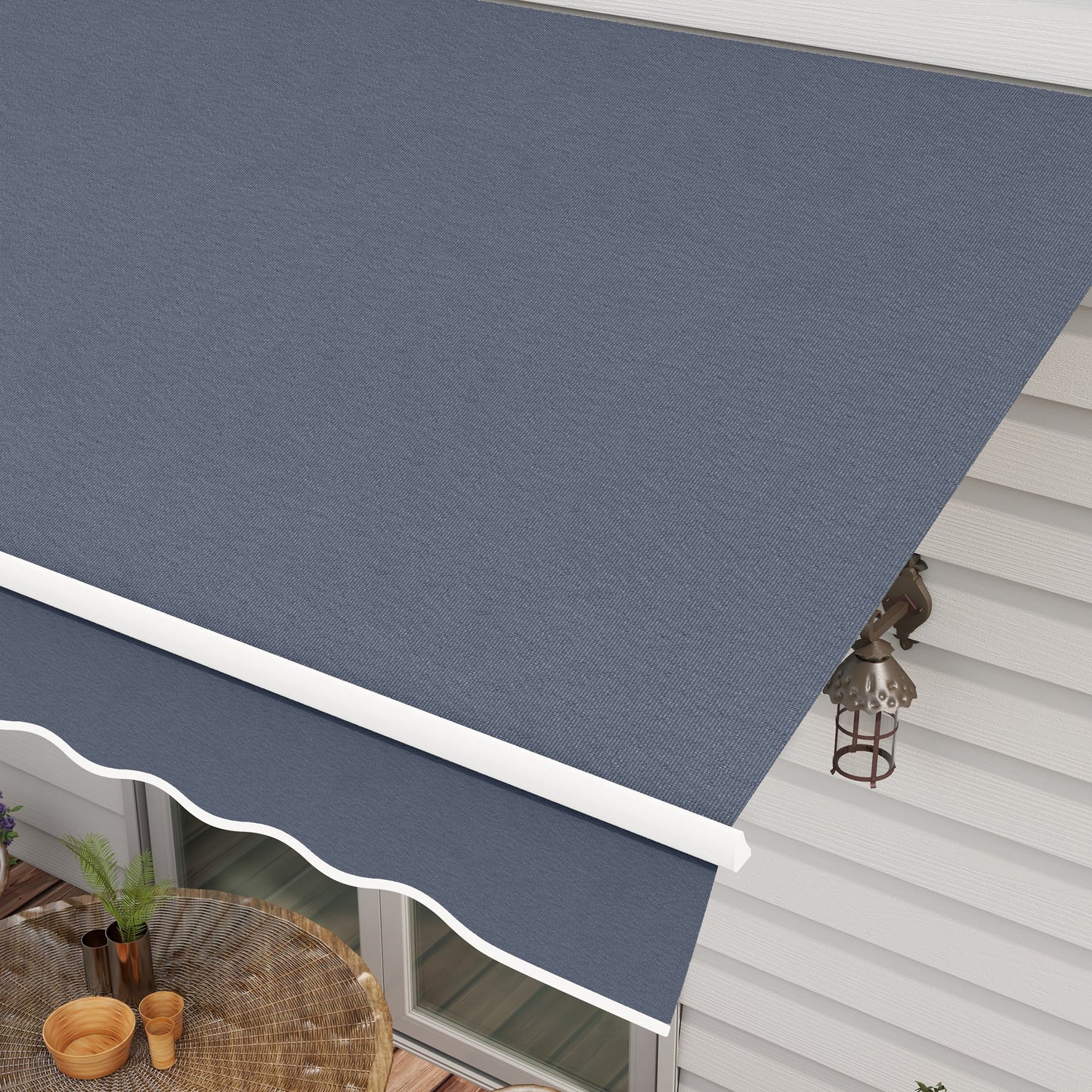 12' x 8' Retractable Awning Patio Awnings Sun Shade Shelter with Manual Crank Handle, UV & Water-Resistant Fabric and Aluminum Frame for Deck Balcony Yard, Dark Grey