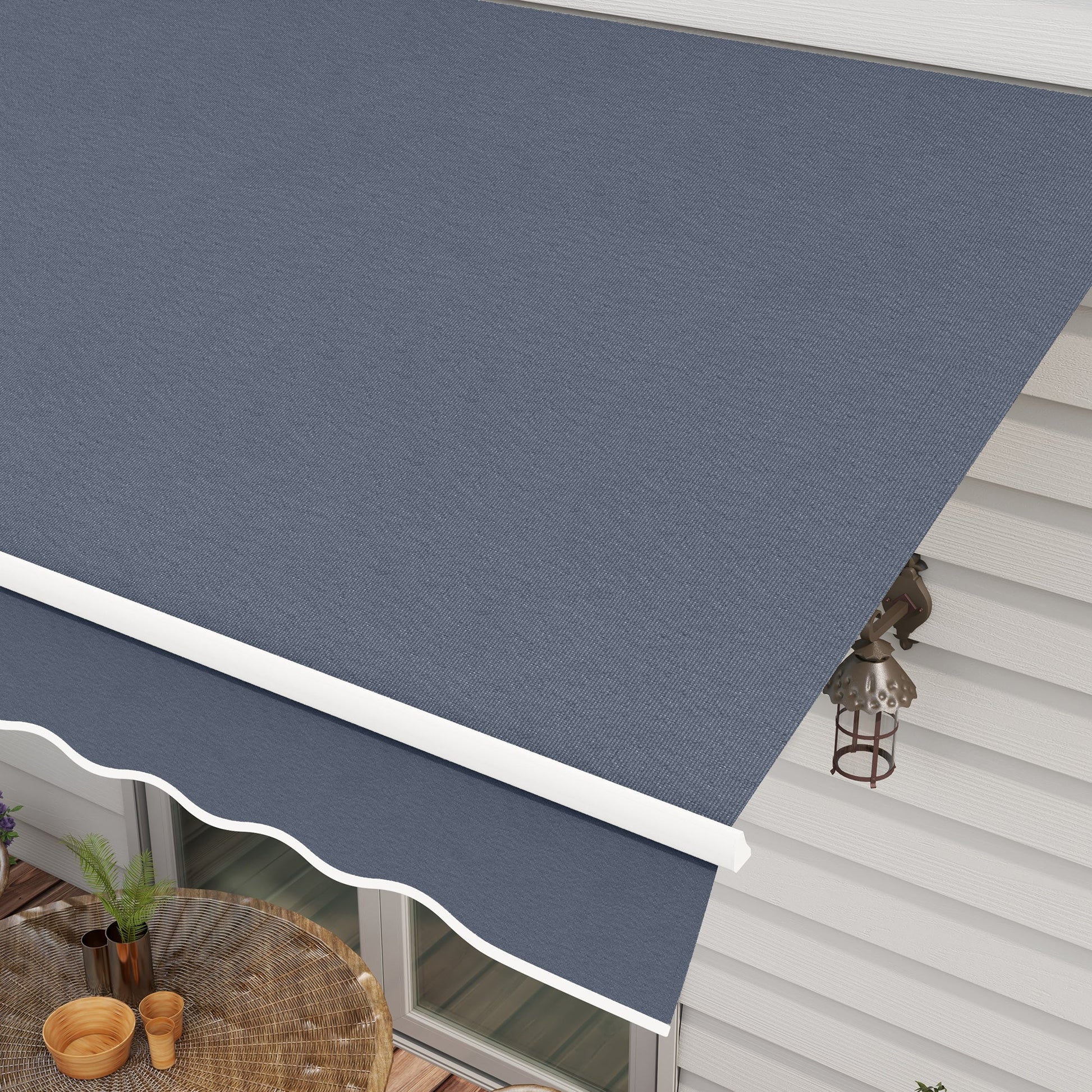 12' x 8' Retractable Awning Patio Awnings Sun Shade Shelter with Manual Crank Handle, UV & Water-Resistant Fabric and Aluminum Frame for Deck Balcony Yard, Dark Grey