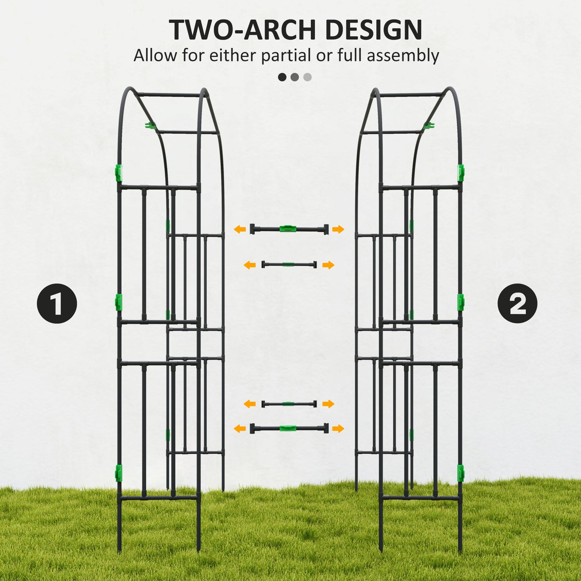 Garden Arch Trellis, 8 FT Tall Metal Plant Trellis Support with Trellis Netting, Outdoor Archway Trellis for Climbing Plants, Vegetables, Flowers, Fruits