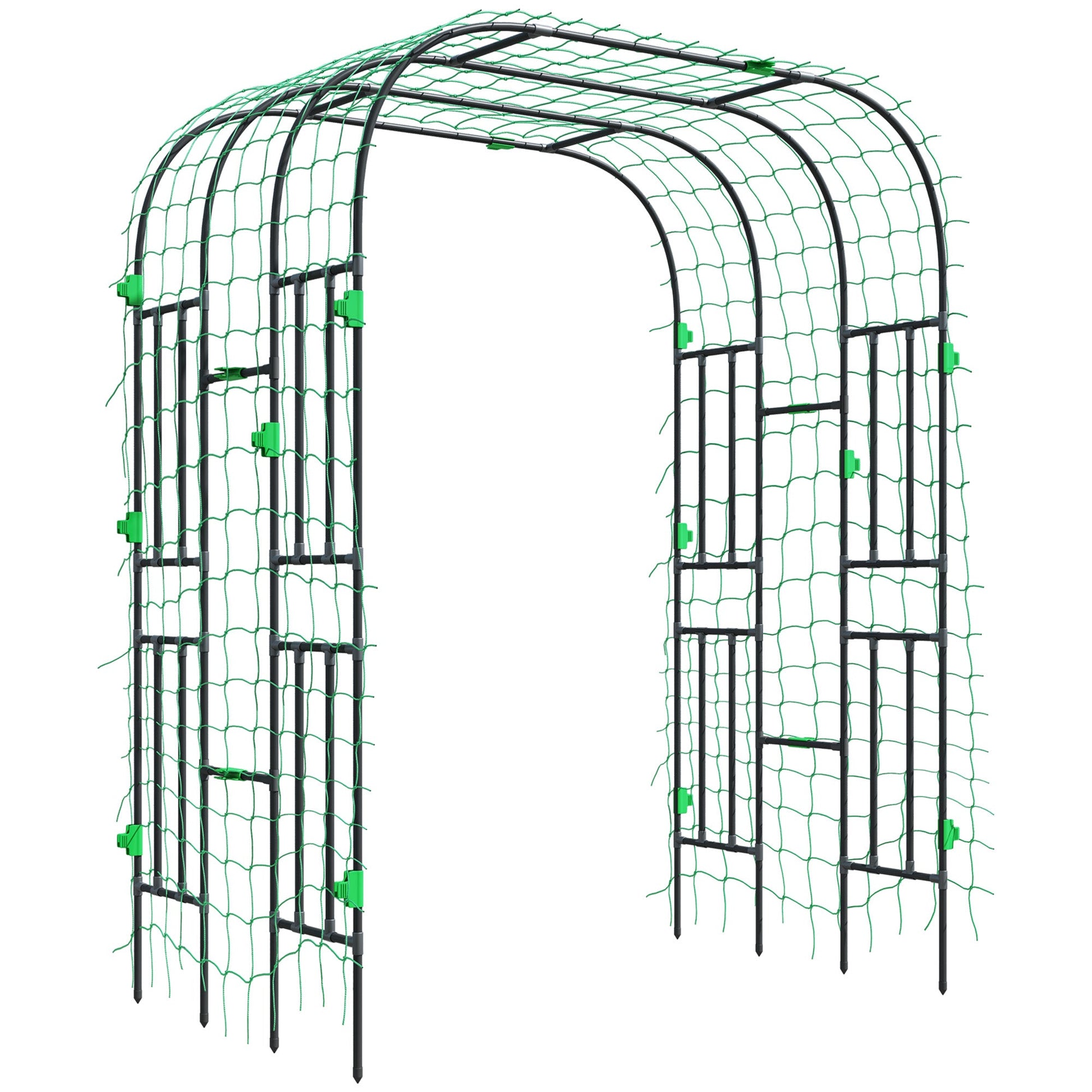 Garden Arch Trellis, 8 FT Tall Metal Plant Trellis Support with Trellis Netting, Outdoor Archway Trellis for Climbing Plants, Vegetables, Flowers, Fruits