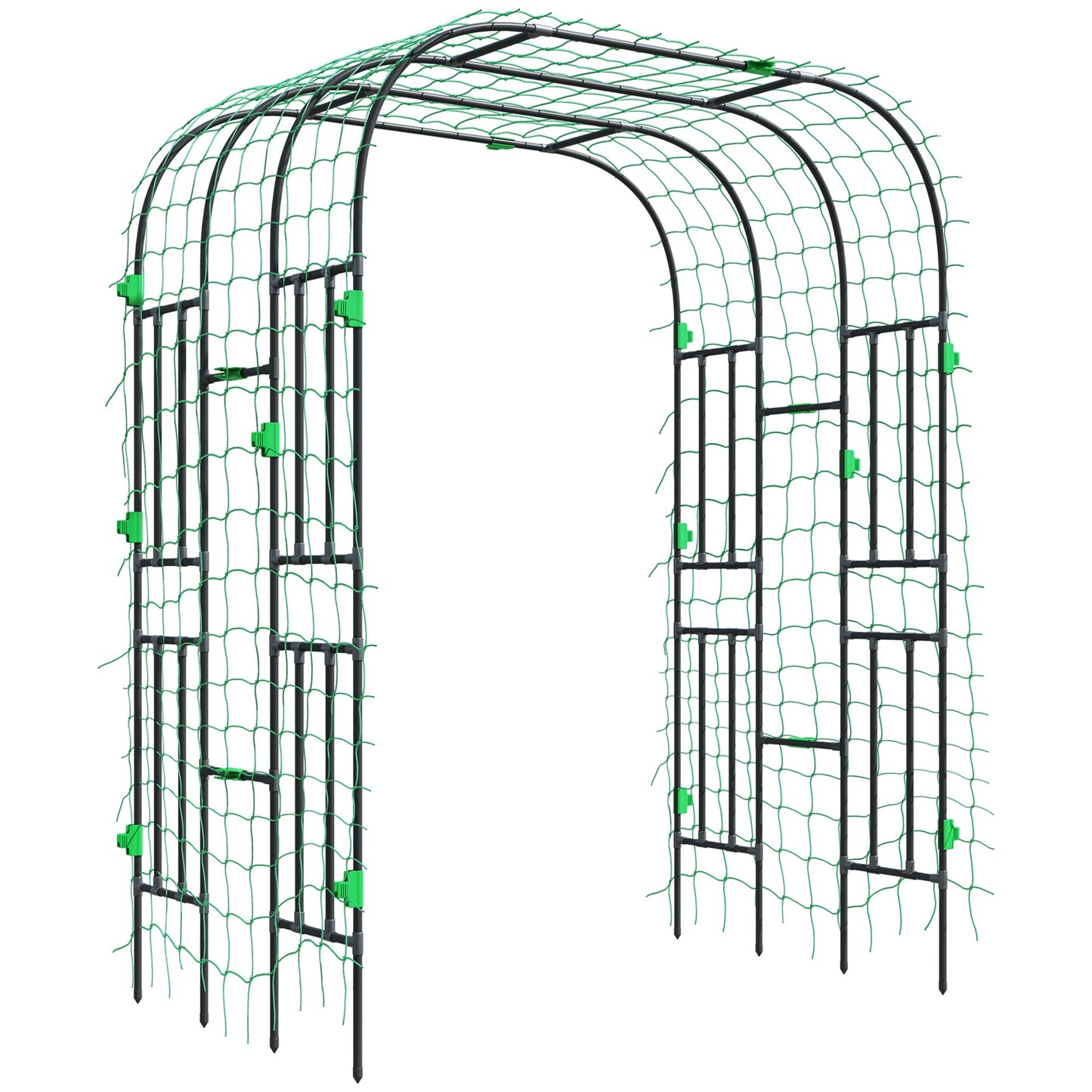 Garden Arch Trellis, 8 FT Tall Metal Plant Trellis Support with Trellis Netting, Outdoor Archway Trellis for Climbing Plants, Vegetables, Flowers, Fruits