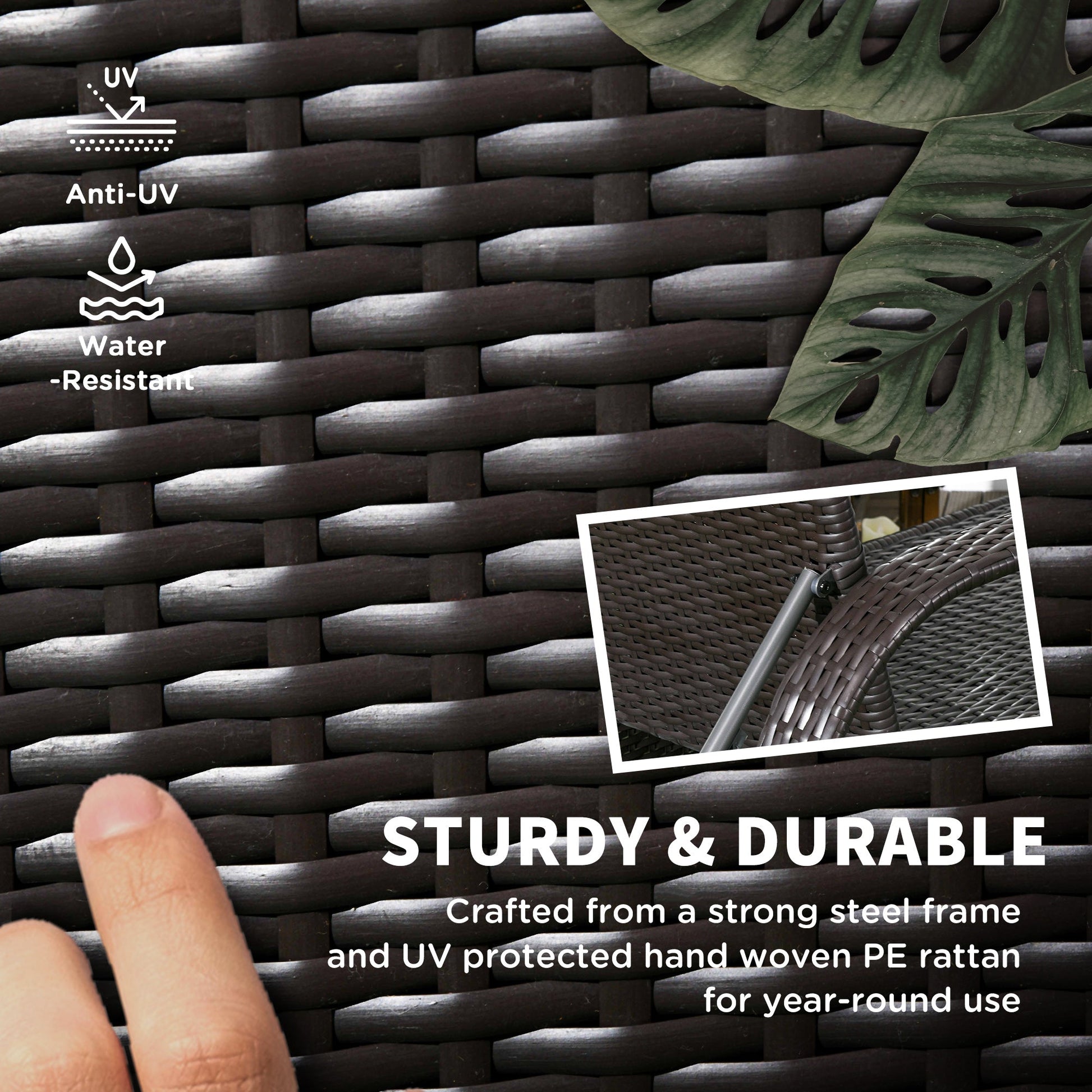 Wicker Chaise Lounge, Outdoor Lounge Chair, PE Rattan Patio Sun lounger with Head-rest, 5-Level Height Adjust Backrest, Cushion, & Wheels, Deep Coffee and Silver Grey