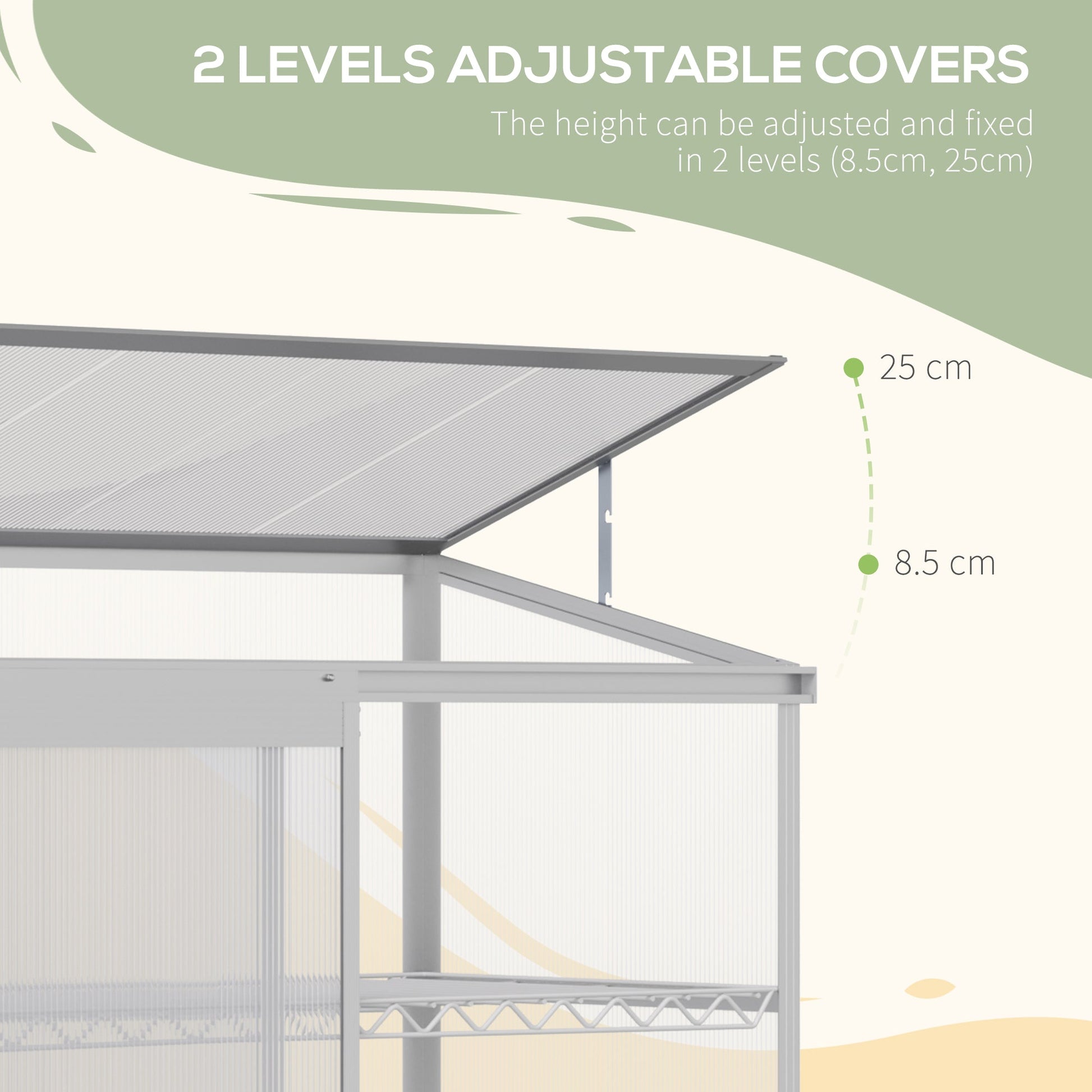 Aluminum Cold Frame Greenhouse, Raised Planter Bed Protection with Openable Top and 2 Shelves for Outdoor Indoor, 52" x 23" x 55", Silver