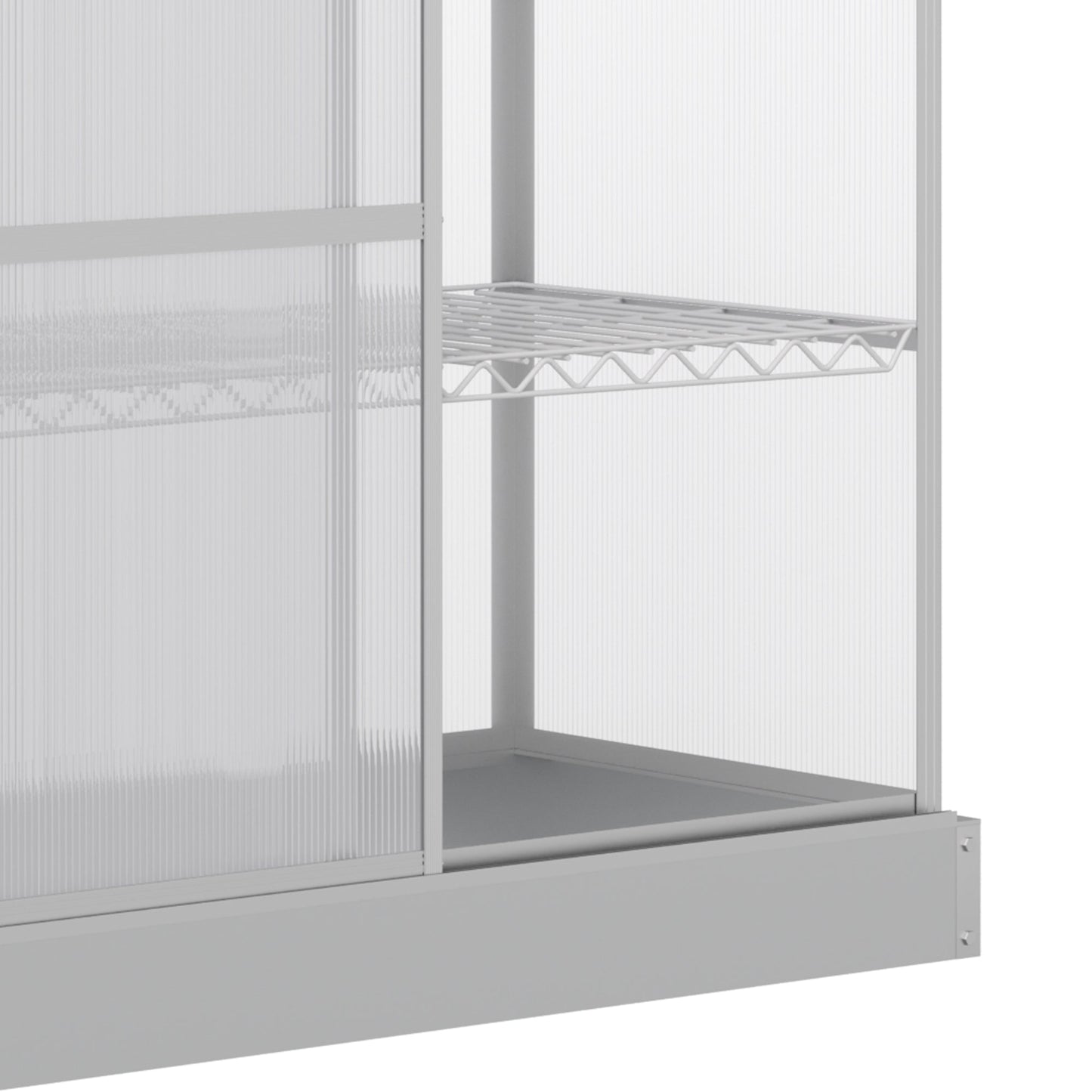 Aluminum Cold Frame Greenhouse, Raised Planter Bed Protection with Openable Top and 2 Shelves for Outdoor Indoor, 52" x 23" x 55", Silver