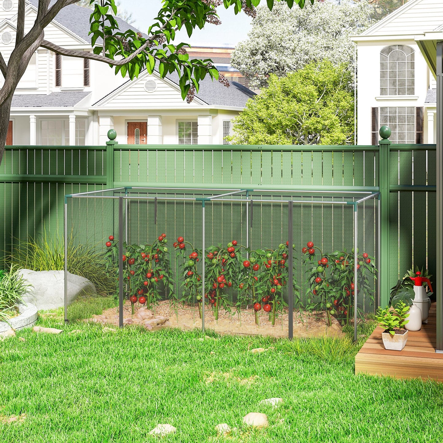 8' x 4' Crop Cage, Plant Protection Tent with Zippered Door and Galvanized Steel Frame, Fruit Cage Netting Cover for Garden, Yard, Lawn, Black