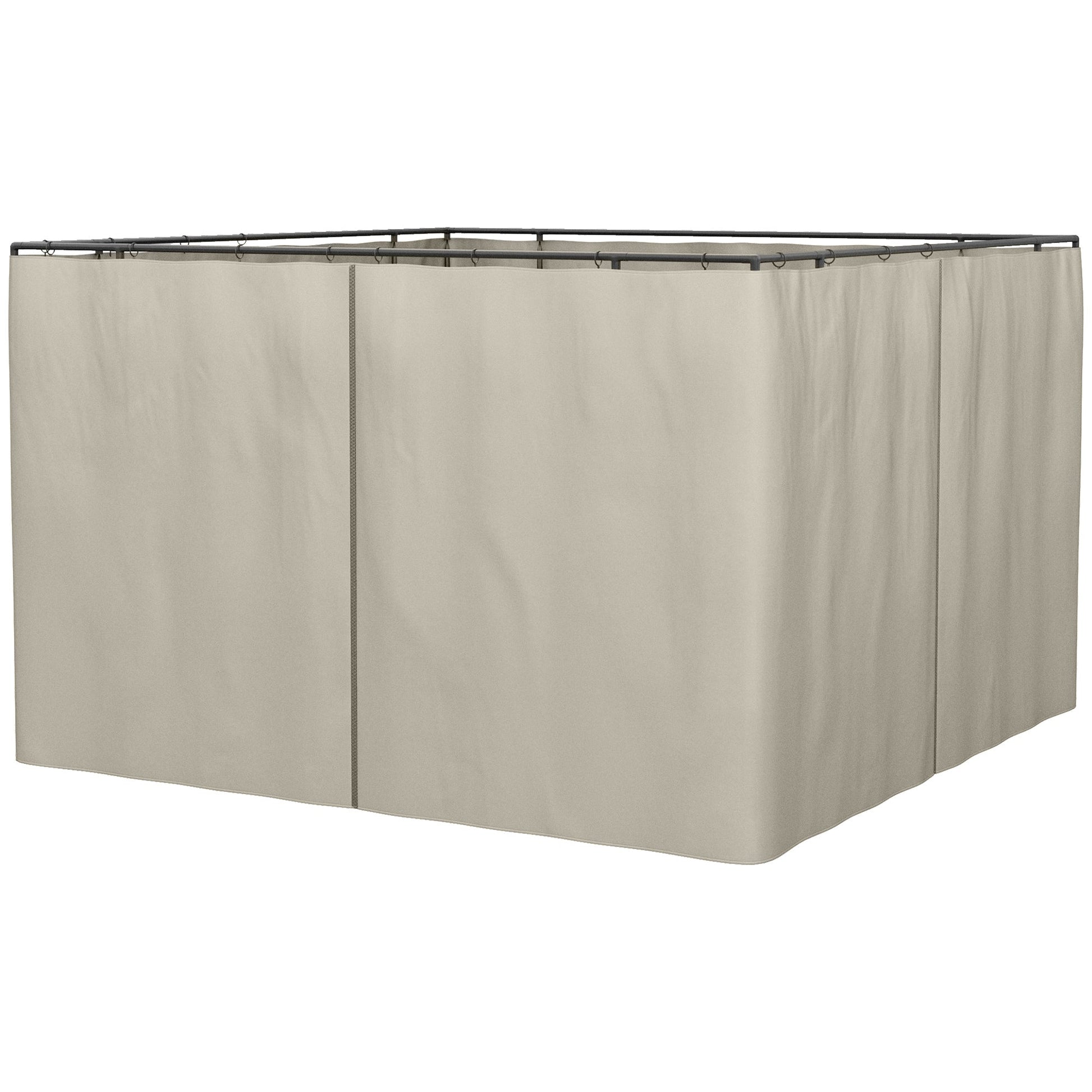 10' x 10' Universal Gazebo Sidewall Set with 4 Panels, Hooks/C-Rings Included for Pergolas & Cabanas, Beige