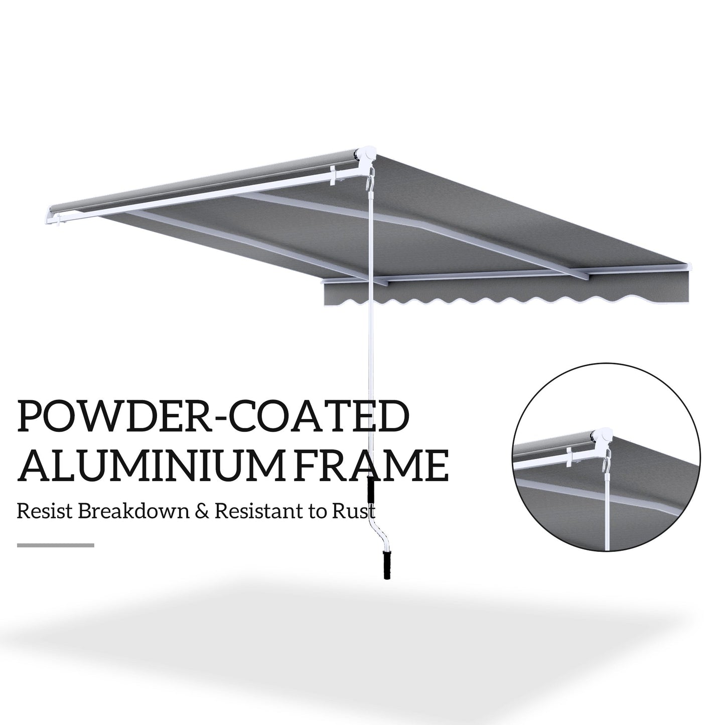 13' x 8' Manual Retractable Patio Awning Sun Shade Outdoor Deck Window Door Canopy Shelter Aluminum Frame Grey