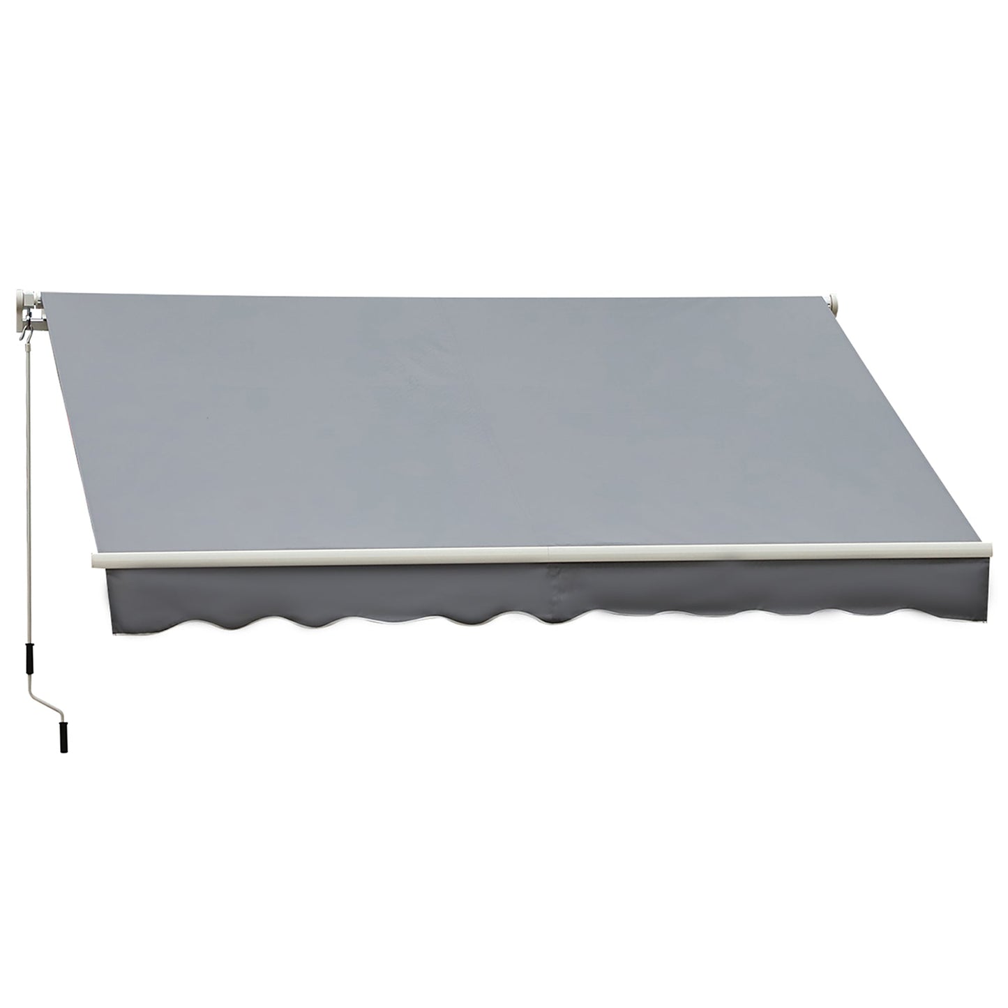 13' x 8' Manual Retractable Patio Awning Sun Shade Outdoor Deck Window Door Canopy Shelter Aluminum Frame Grey