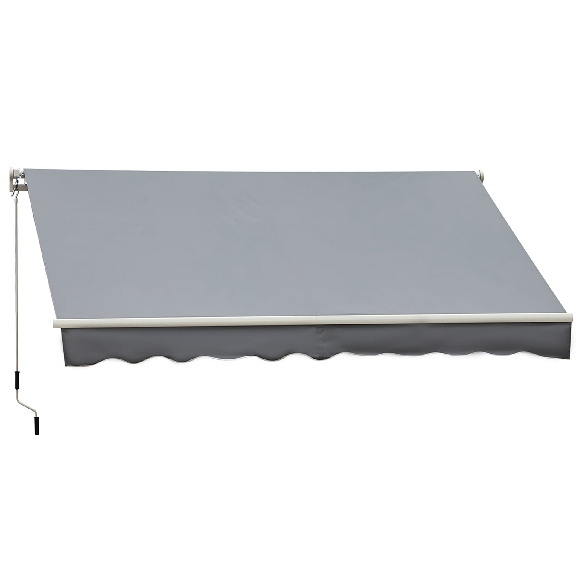 13' x 8' Manual Retractable Patio Awning Sun Shade Outdoor Deck Window Door Canopy Shelter Aluminum Frame Grey