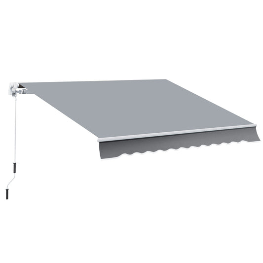 13' x 8' Manual Retractable Patio Awning Sun Shade Outdoor Deck Window Door Canopy Shelter Aluminum Frame Grey