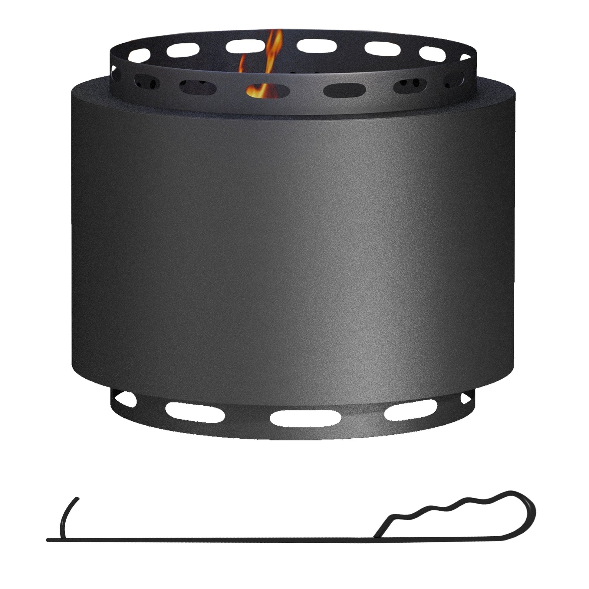 Smokeless Fire Pit, 19" Portable Wood Burning Firepit with Poker for Garden Camping Bonfire Party, Metal, Black