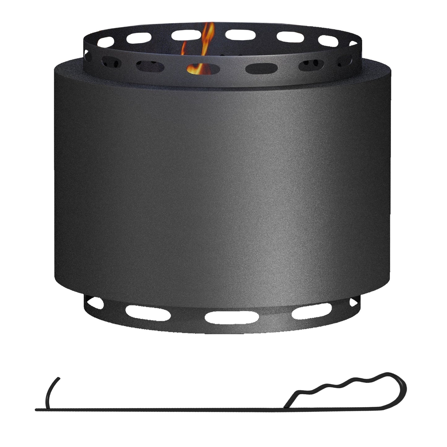 Smokeless Fire Pit, 19" Portable Wood Burning Firepit with Poker for Garden Camping Bonfire Party, Metal, Black