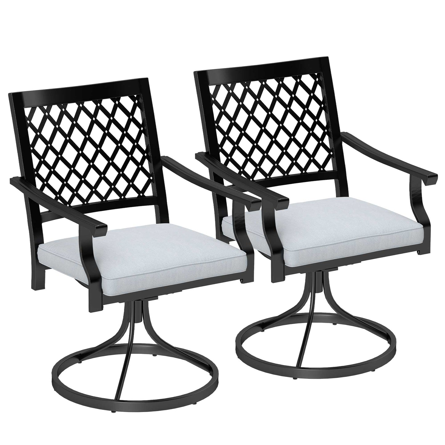 Swivel Patio Chairs Set of 2, Metal Swivel Rocker Chairs with Cushion and Armrests, Outdoor Swivel Chairs for Backyard, Garden, Patio