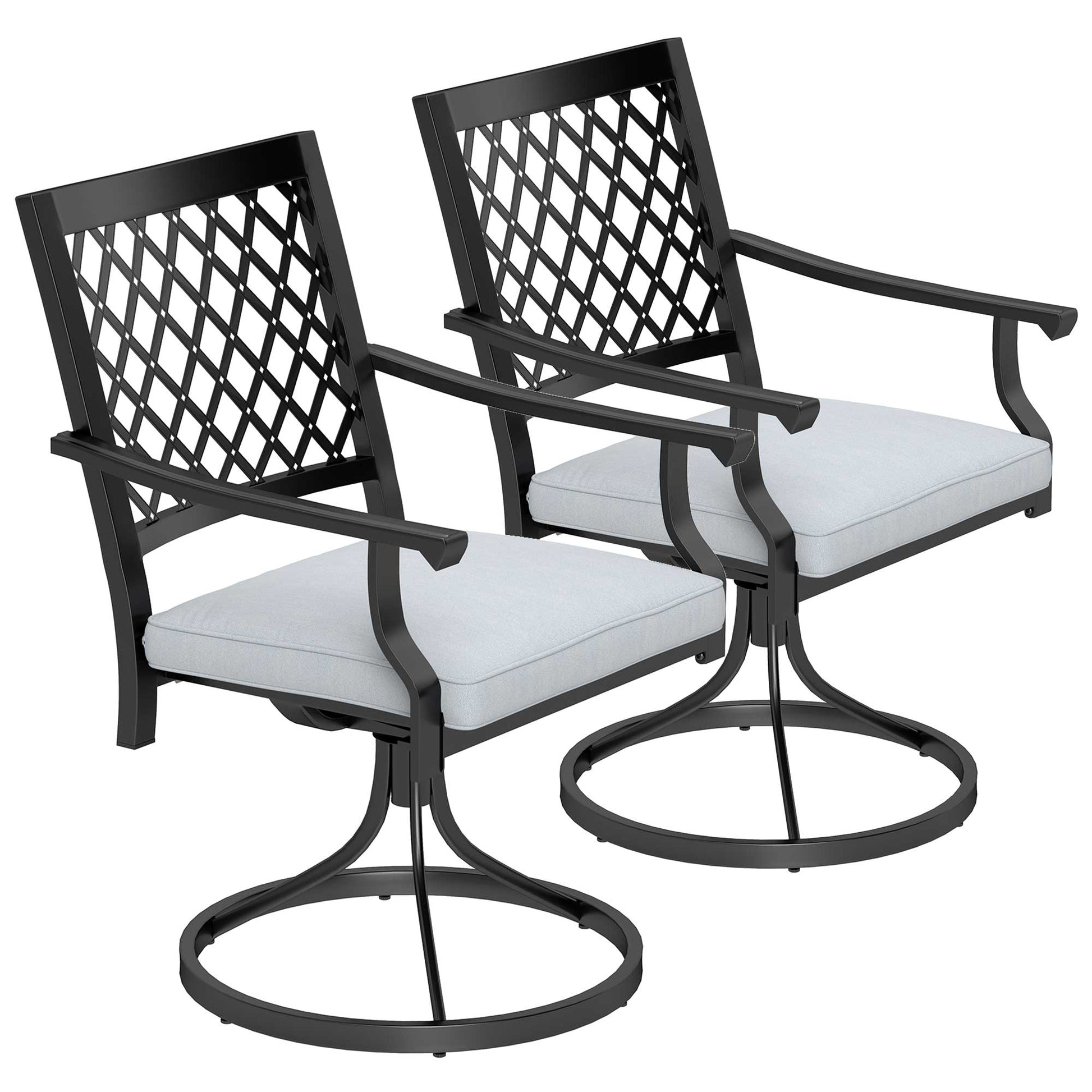 Swivel Patio Chairs Set of 2, Metal Swivel Rocker Chairs with Cushion and Armrests, Outdoor Swivel Chairs for Backyard, Garden, Patio