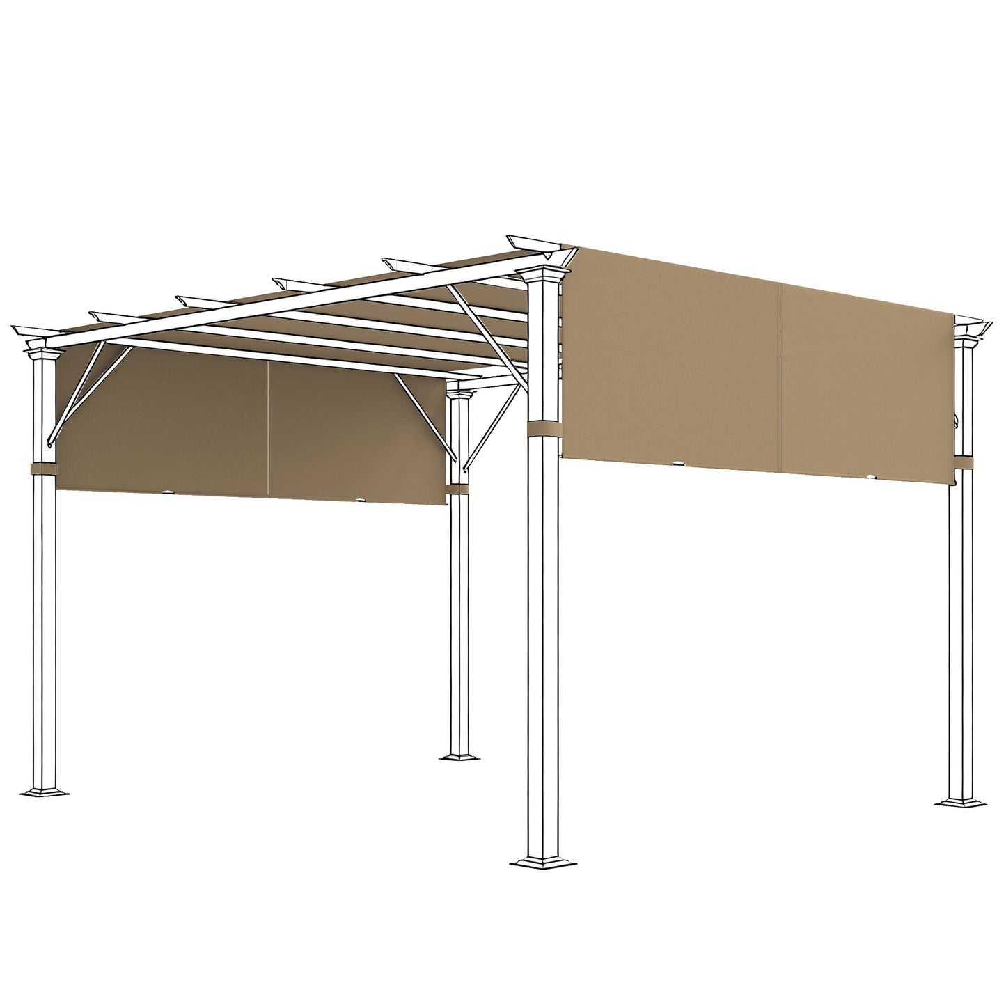2 Pcs 16 x 4ft Pergola Canopy Replacement, UV Protection Pergola Shade Cover, Easy to Install, for 10 x 10ft Pergola, Cover ONLY, Sand