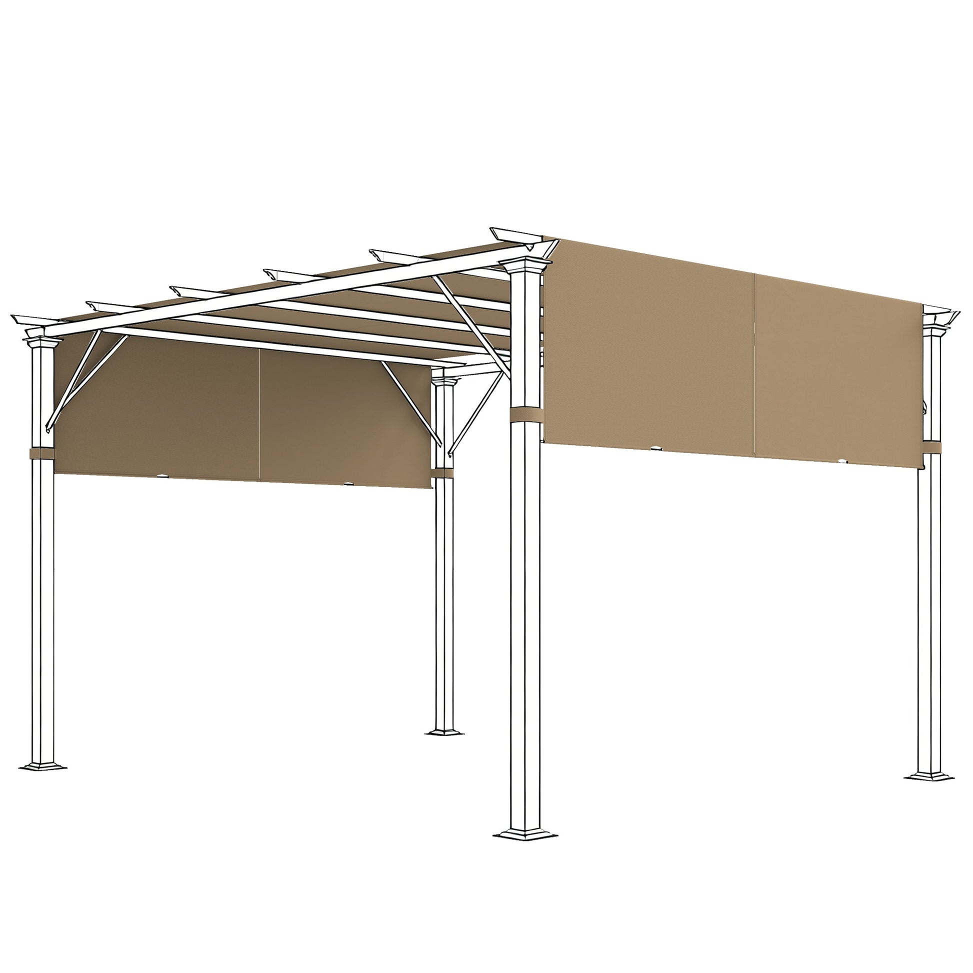 2 Pcs 16 x 4ft Pergola Canopy Replacement, UV Protection Pergola Shade Cover, Easy to Install, for 10 x 10ft Pergola, Cover ONLY, Sand