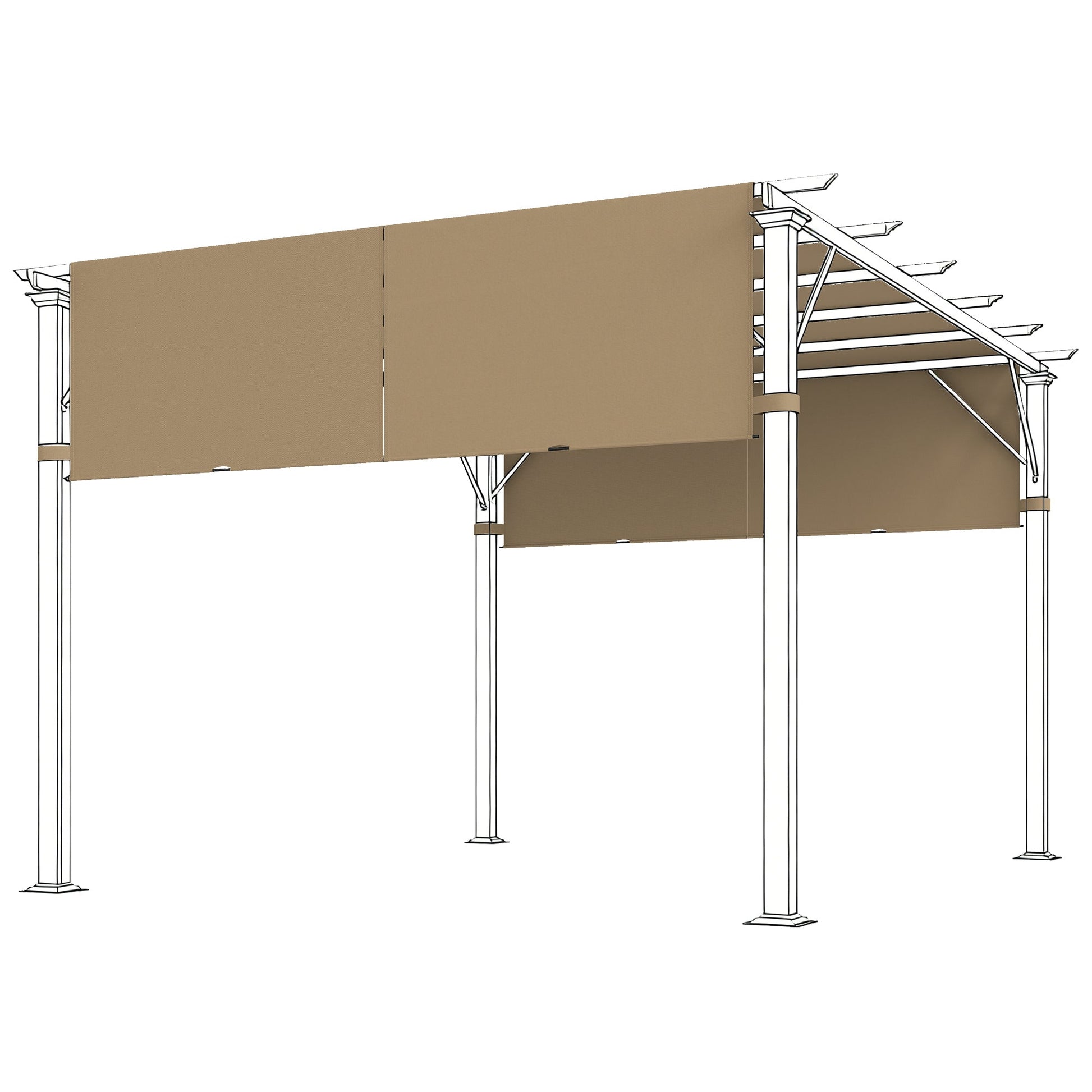 2 Pcs 16 x 4ft Pergola Canopy Replacement, UV Protection Pergola Shade Cover, Easy to Install, for 10 x 10ft Pergola, Cover ONLY, Sand