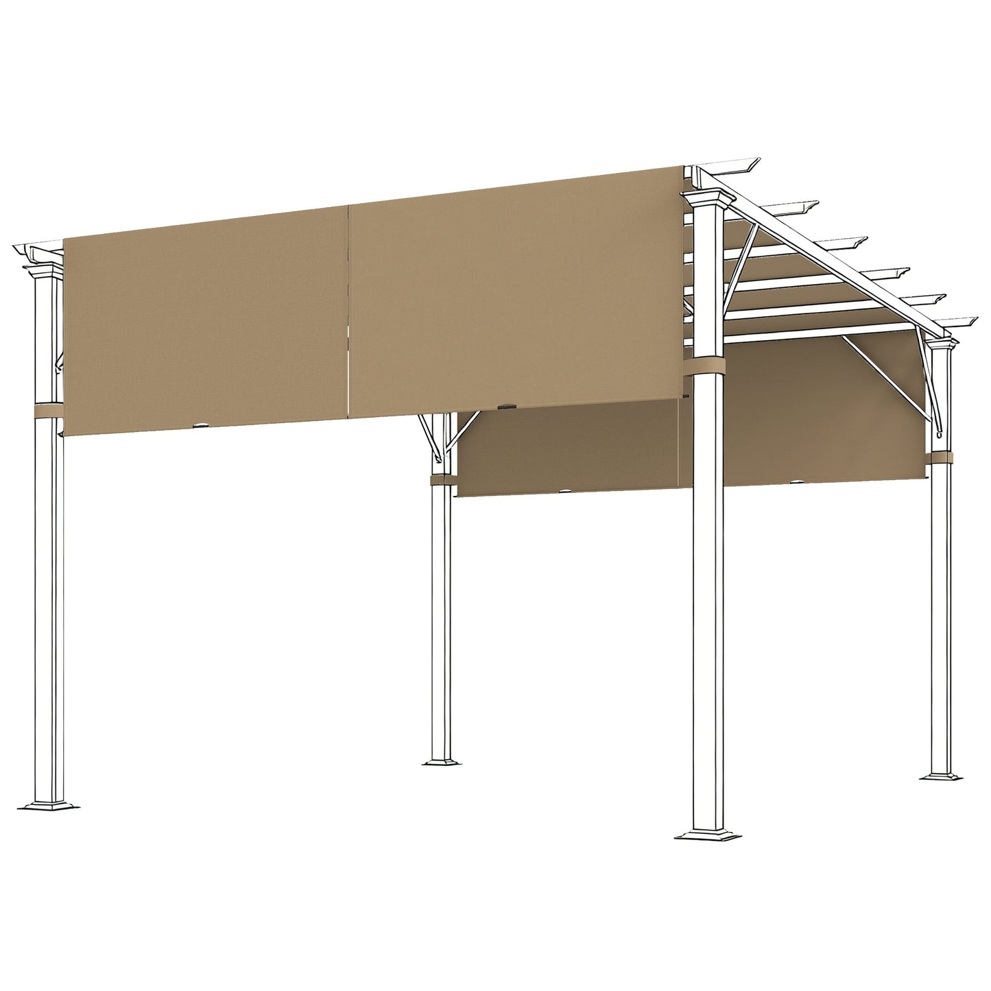 2 Pcs 16 x 4ft Pergola Canopy Replacement, UV Protection Pergola Shade Cover, Easy to Install, for 10 x 10ft Pergola, Cover ONLY, Sand