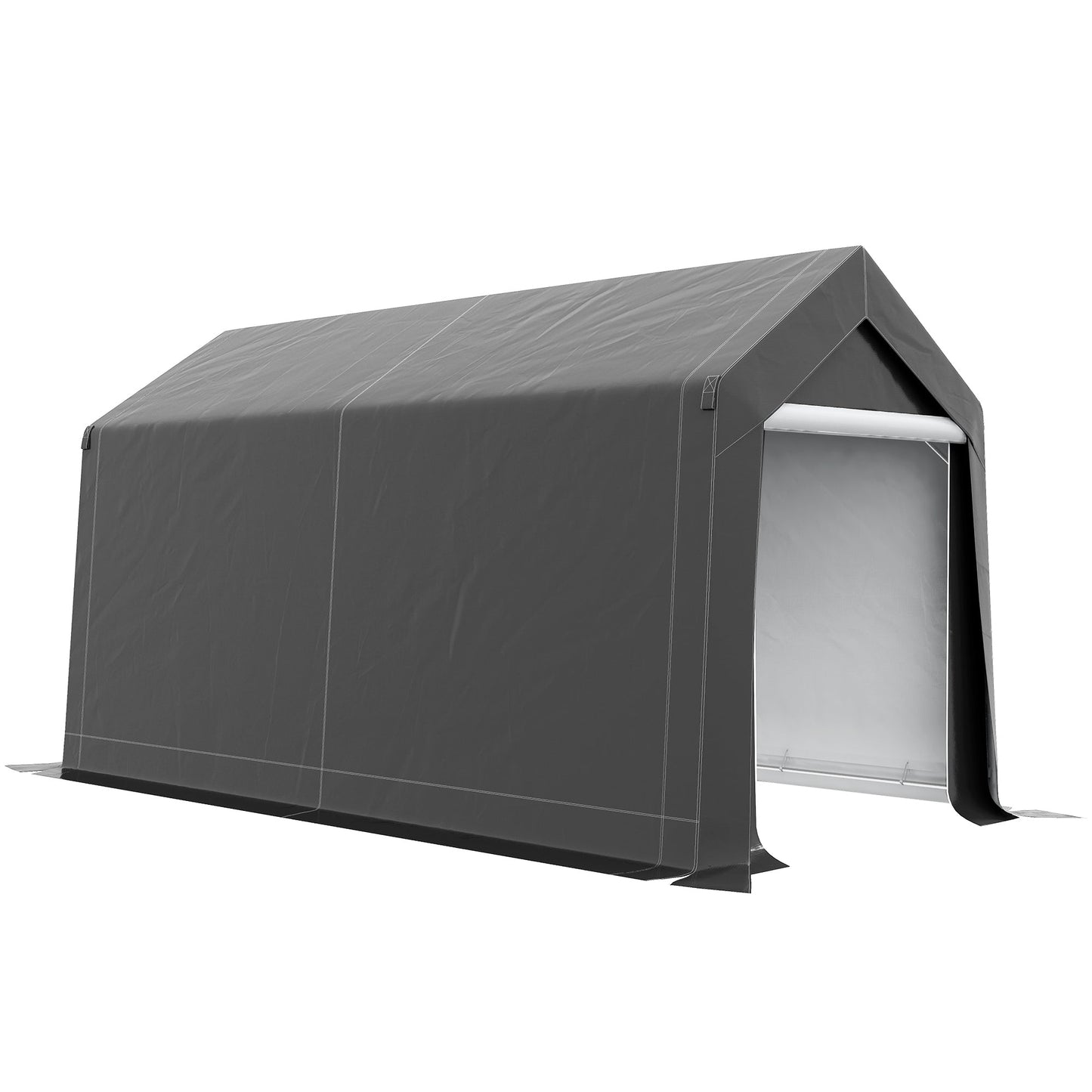 7' x 12' Portable Shed, Outdoor Storage Shed Tent with Galvanised Steel Frame and Roll-up Door for Motorcycle, Bike, Garden Tools, Dark Grey