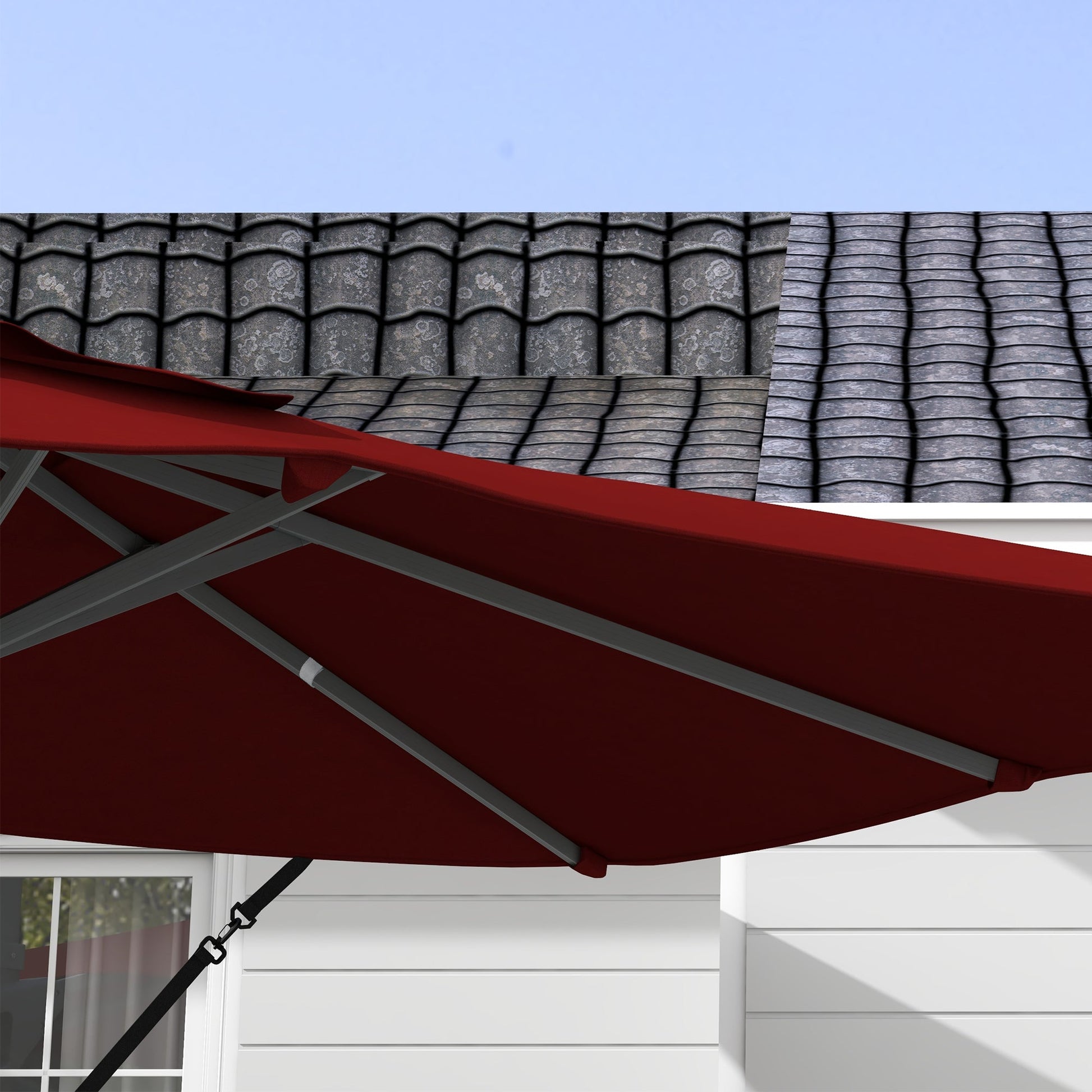 10' x 13' Cantilever Patio Umbrella with Windproof Straps, Aluminium Hanging Offset Umbrella with 4-Position Tilt, 360° Rotating Base, Vent, Outdoor Market Umbrella, Red