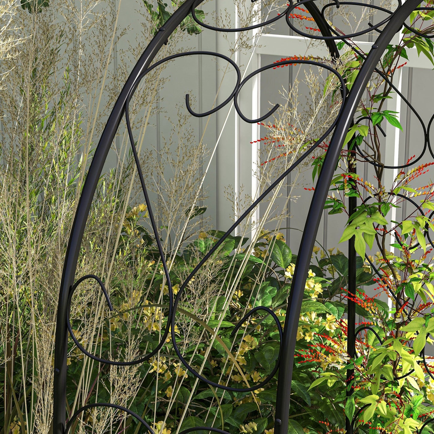 Steel Garden Arch Trellis, 7.5FT High x 4FT Wide Metal Garden Arbor for Climbing Plants, Roses, Vines, Outdoor Wedding Arch for Bridal Party, Ceremony, Decoration, Black