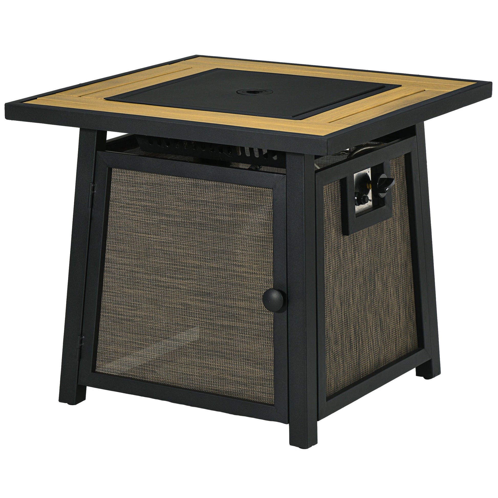 28" Propane Fire Pit Table, 50,000 BTU Propane Fire Table with Steel Tabletop and Lid, Square Gas Firepit Table with Pulse Ignition, Lava Rocks, Waterproof Cover, Brown