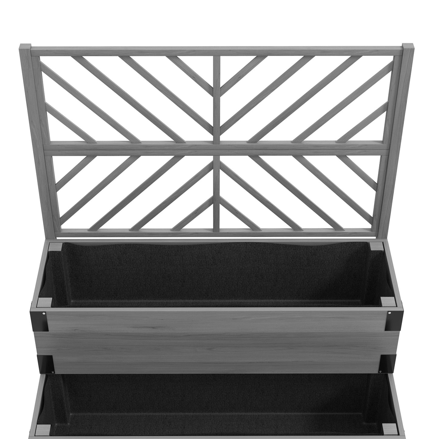 Raised Garden Bed with Trellis, 2 Tier Wooden Elevated Planter Box with Legs and Metal Corners for Vegetables, Flowers, Herbs, Grey