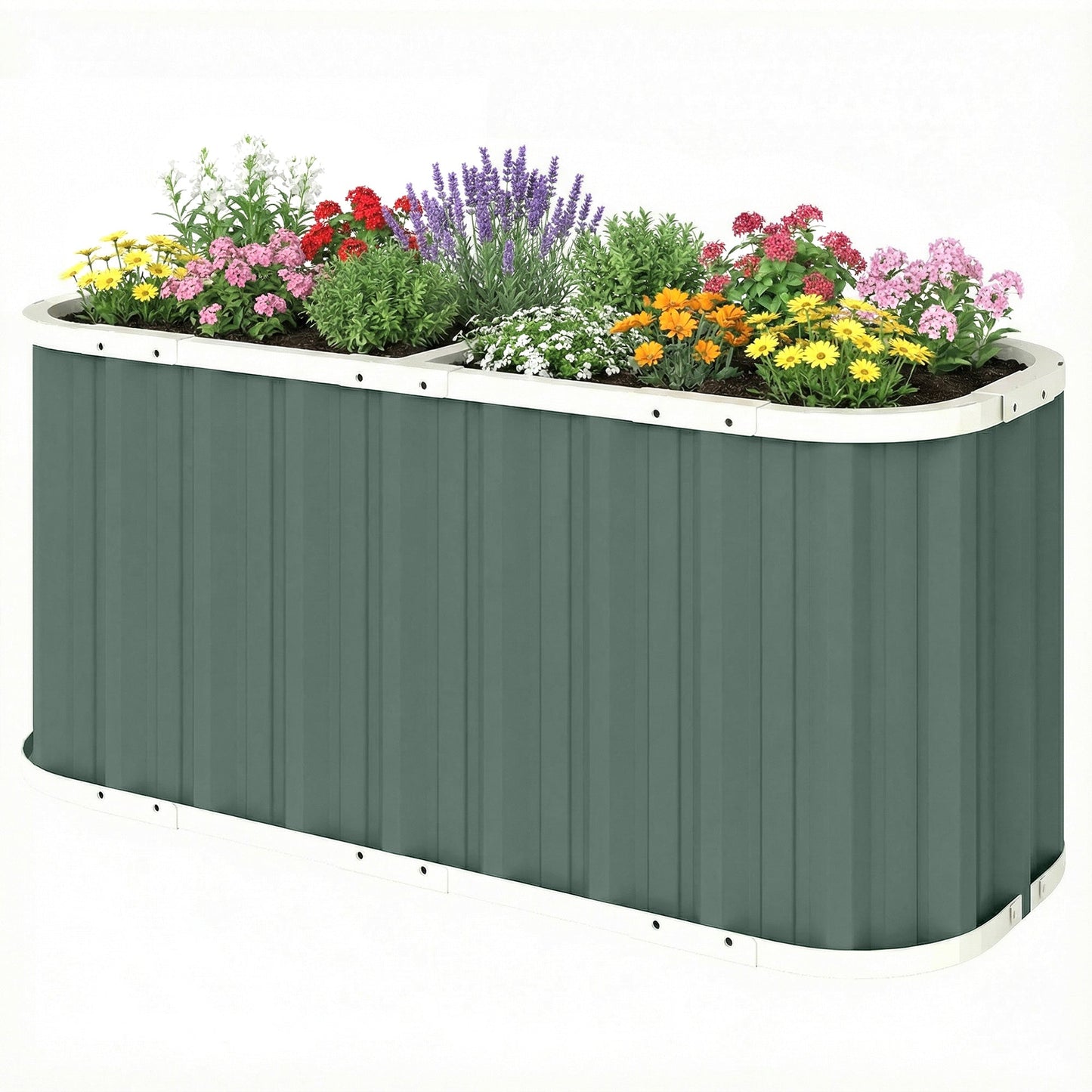 Galvanized Raised Garden Bed, 5' x 2' x 2' Deep Rot Planter Box with Gloves and Plant Labels, Metal Outdoor Garden Bed for Flowers, Herbs and Vegetables, Light Green