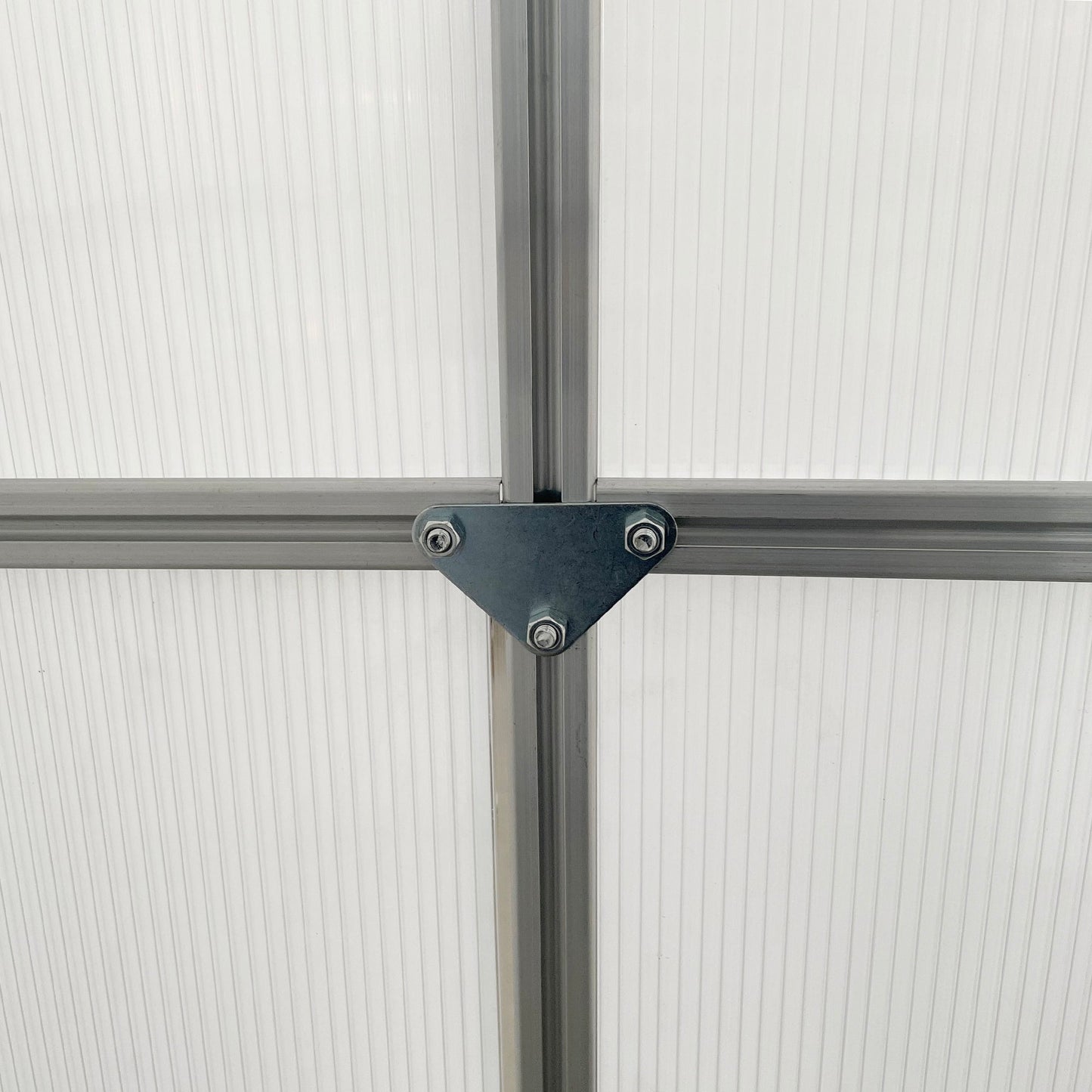 6' x 6' x 6.5' Polycarbonate Greenhouse, Walk-in Green House with Adjustable Roof Vent, Galvanized Base, Sliding Door and Rain Gutter for Outdoor, Garden, Backyard, Clear