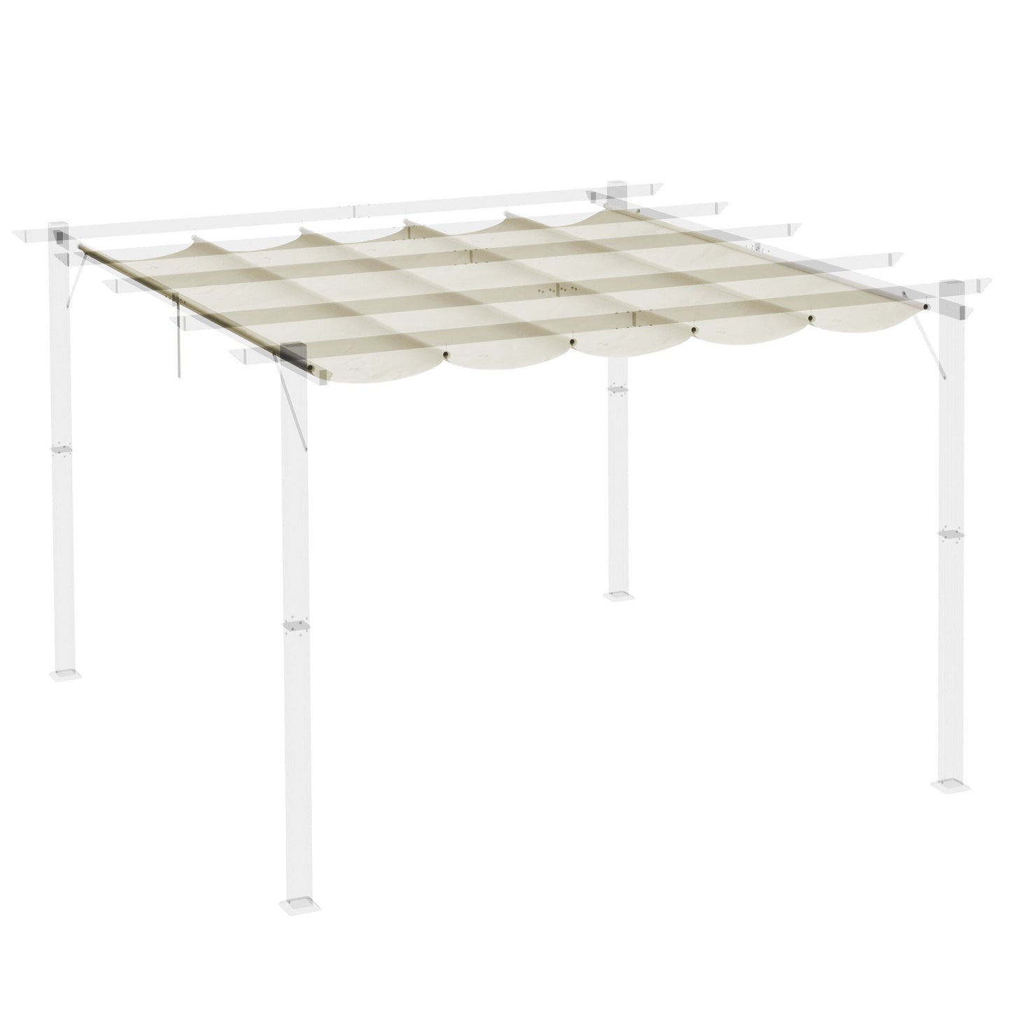 Retractable Replacement Pergola Canopy for 10' x 10' Pergola, Pergola Cover Replacement, Cream White