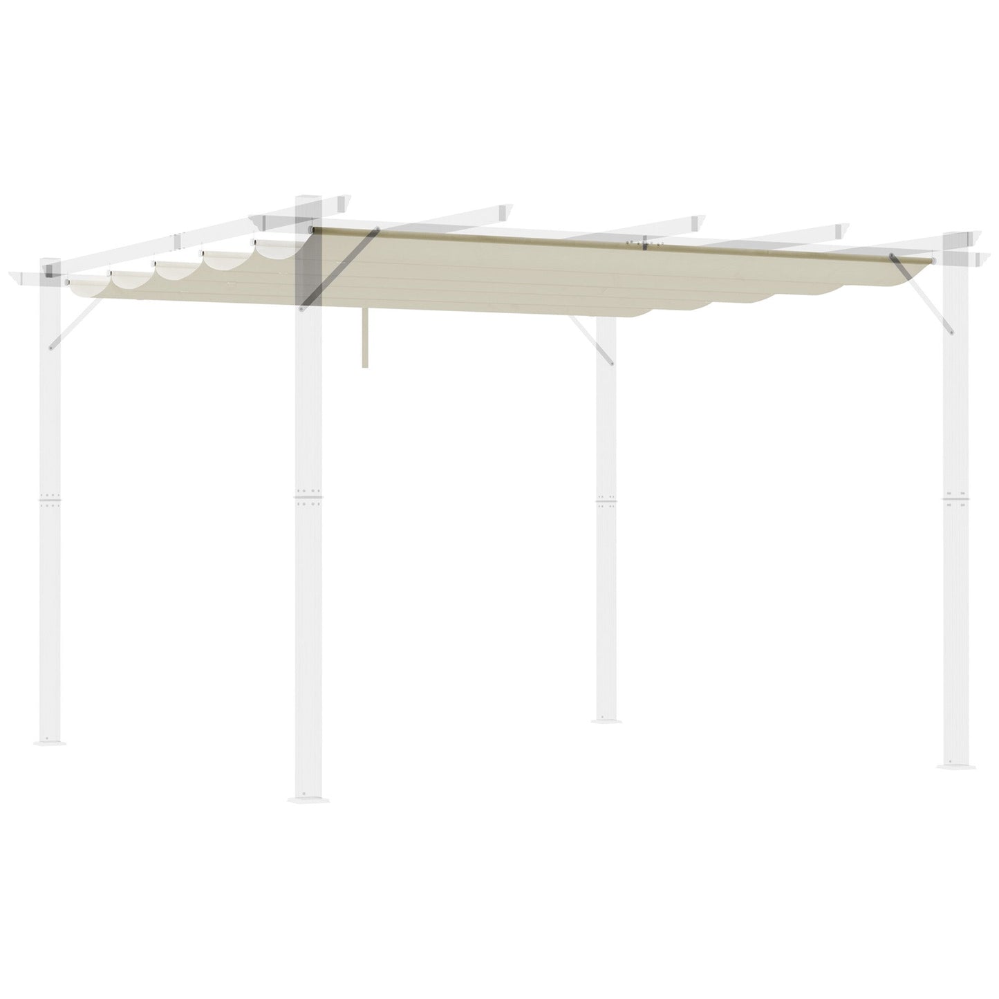 Retractable Replacement Pergola Canopy for 10' x 10' Pergola, Pergola Cover Replacement, Cream White