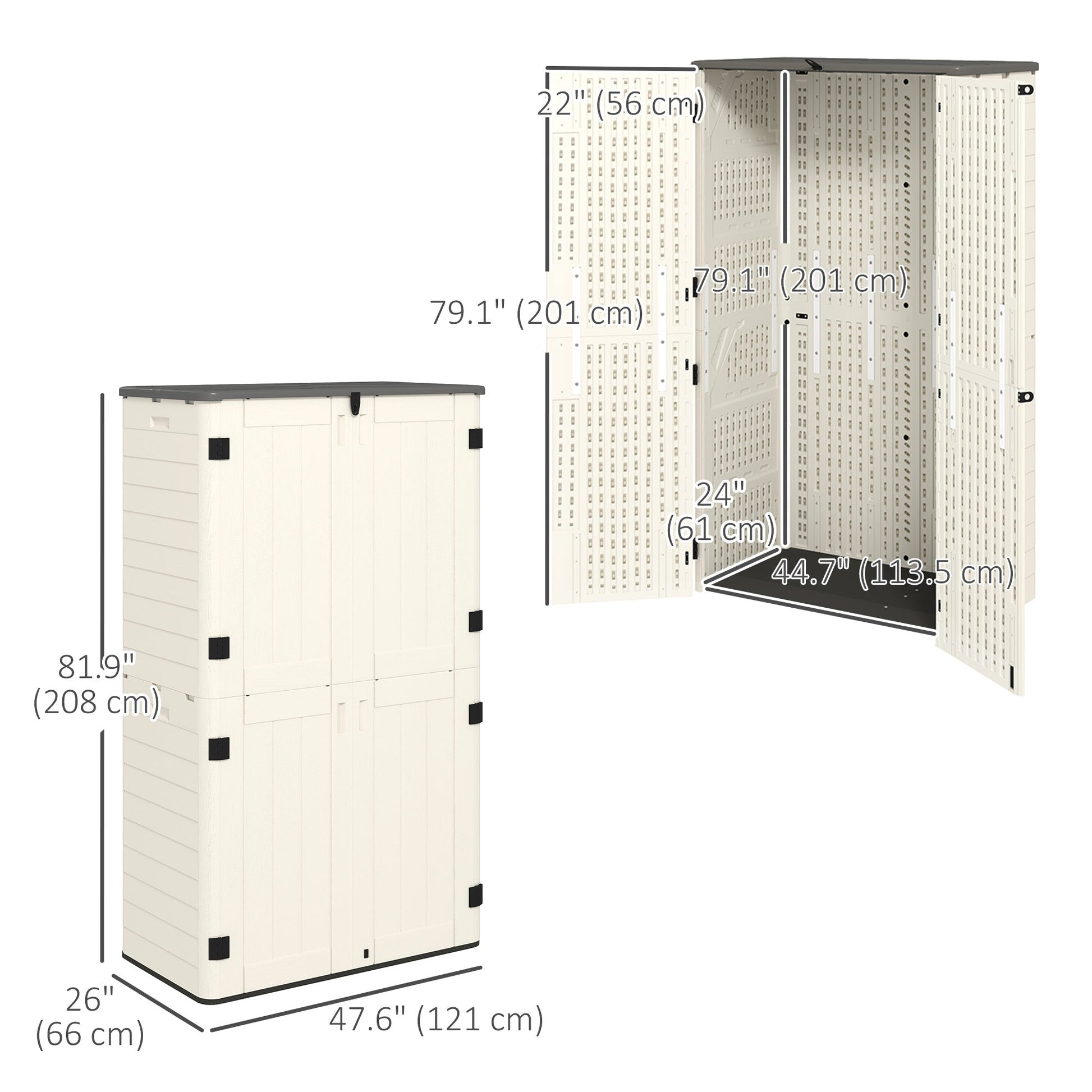 368 Gallon Outdoor Storage Cabinet Deck Box, Waterproof Horizontal Storage Shed with Openable Top and Lockable Doors for Lawnmower, Garbage Bin, Patio Accessories