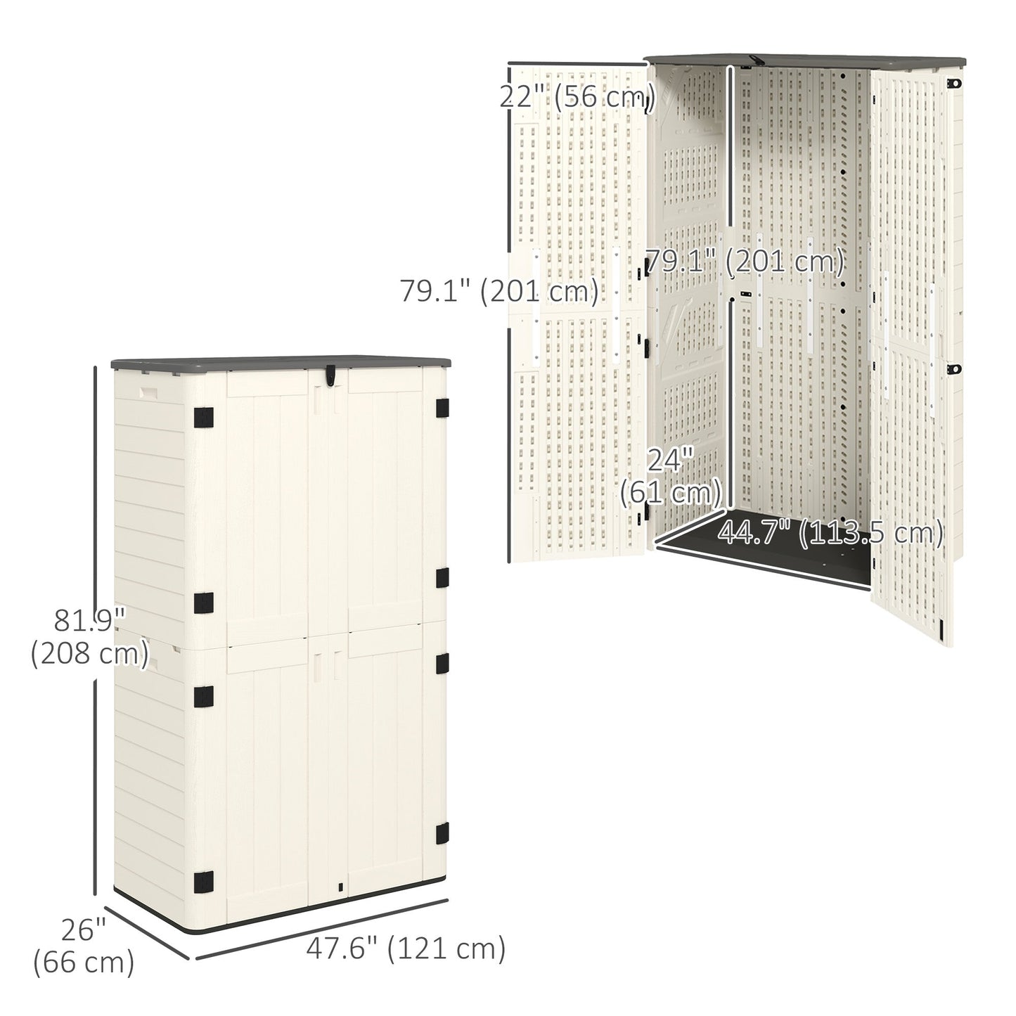 368 Gallon Outdoor Storage Cabinet Deck Box, Waterproof Horizontal Storage Shed with Openable Top and Lockable Doors for Lawnmower, Garbage Bin, Patio Accessories