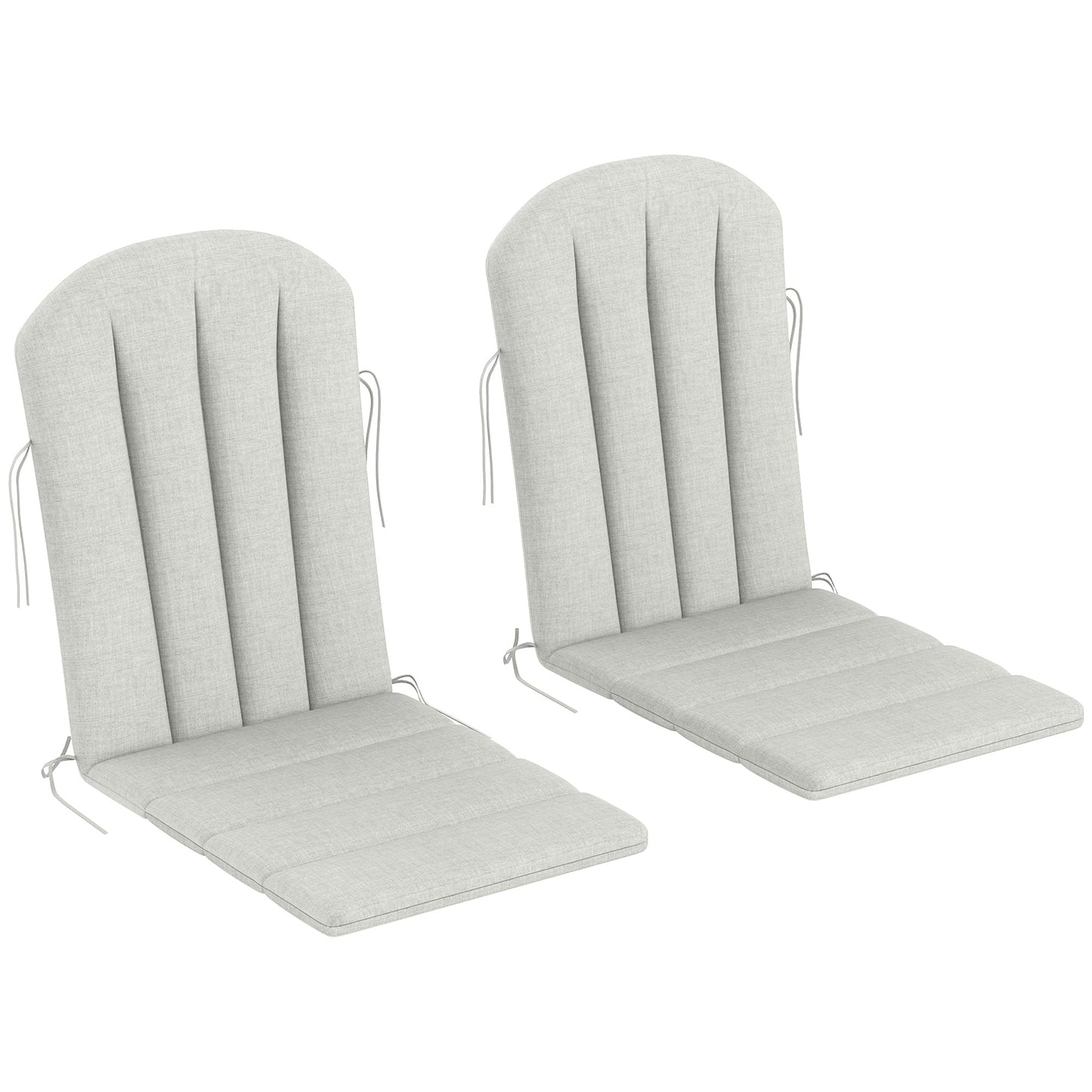Adirondack Chair Cushion Set of 2, Outdoor Chair Cushions, High Back Patio Chair Cushions with Ties, Non-Slip Replacement Seat Cushion for Patio Furniture, Light Grey