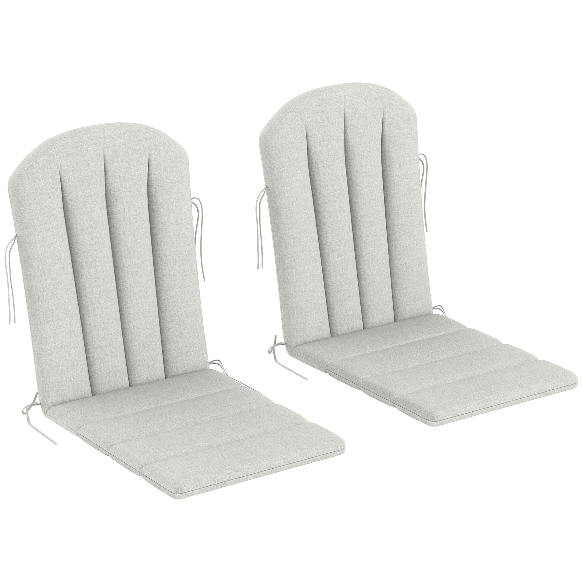 Adirondack Chair Cushion Set of 2, Outdoor Chair Cushions, High Back Patio Chair Cushions with Ties, Non-Slip Replacement Seat Cushion for Patio Furniture, Light Grey