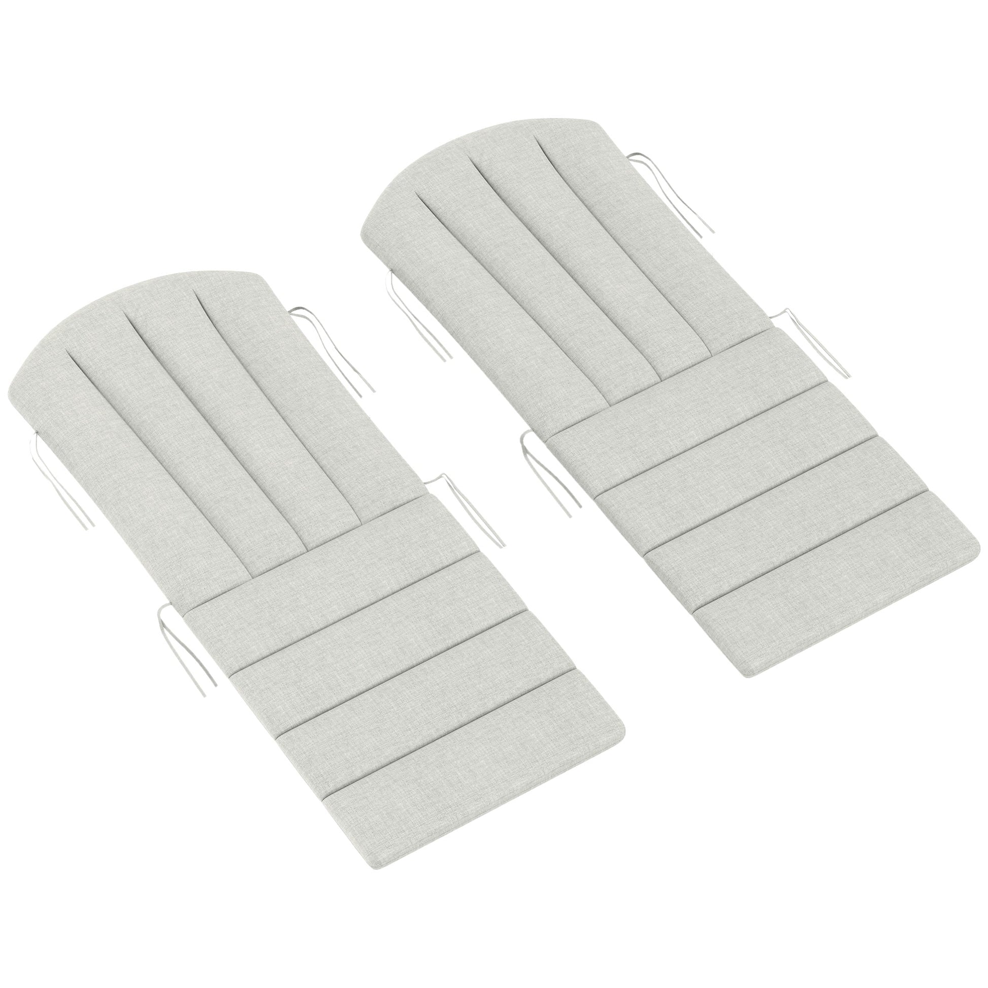 Adirondack Chair Cushion Set of 2, Outdoor Chair Cushions, High Back Patio Chair Cushions with Ties, Non-Slip Replacement Seat Cushion for Patio Furniture, Light Grey