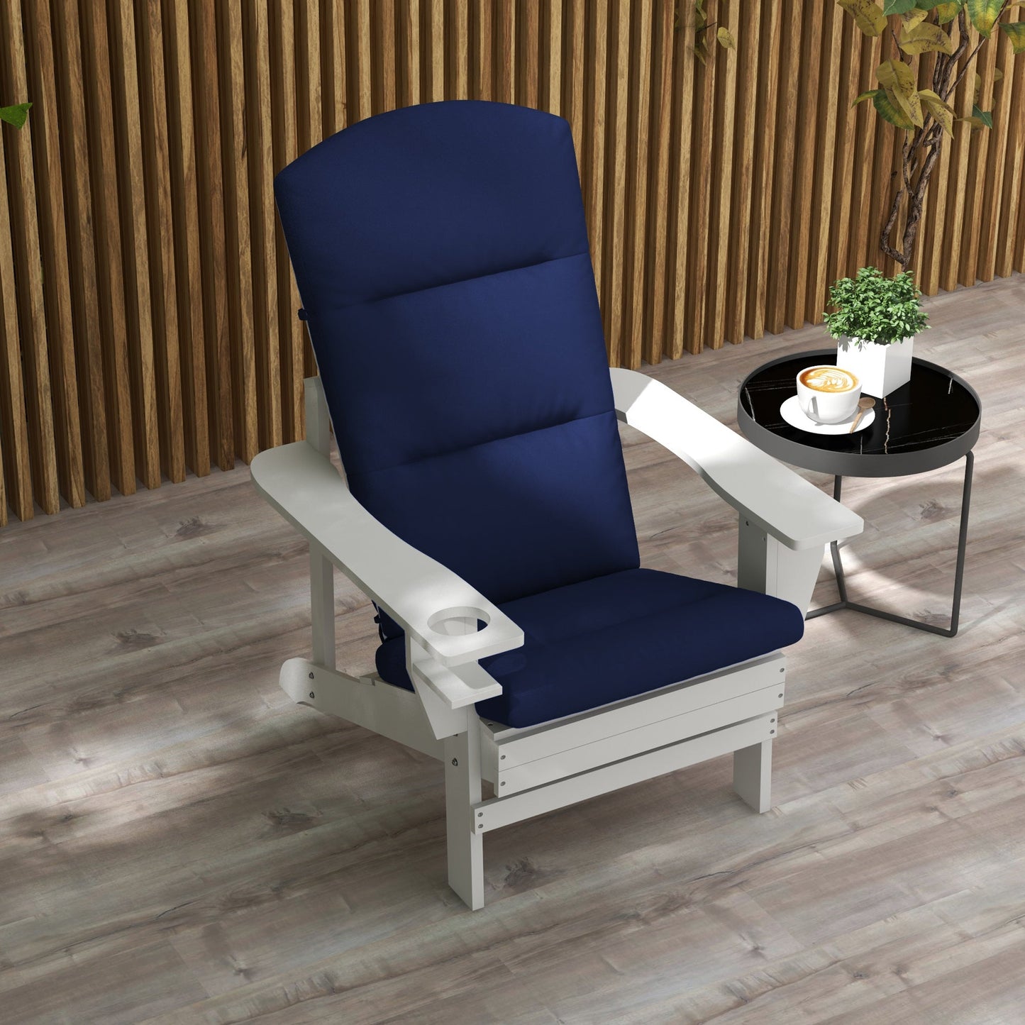 Outdoor Adirondack Chair Muskoka Chair Cushion, Patio Chair Cushion with Back Cushion and Ties, Water Repellent Replacement Seat Pads for Fire Pit Chairs, Blue