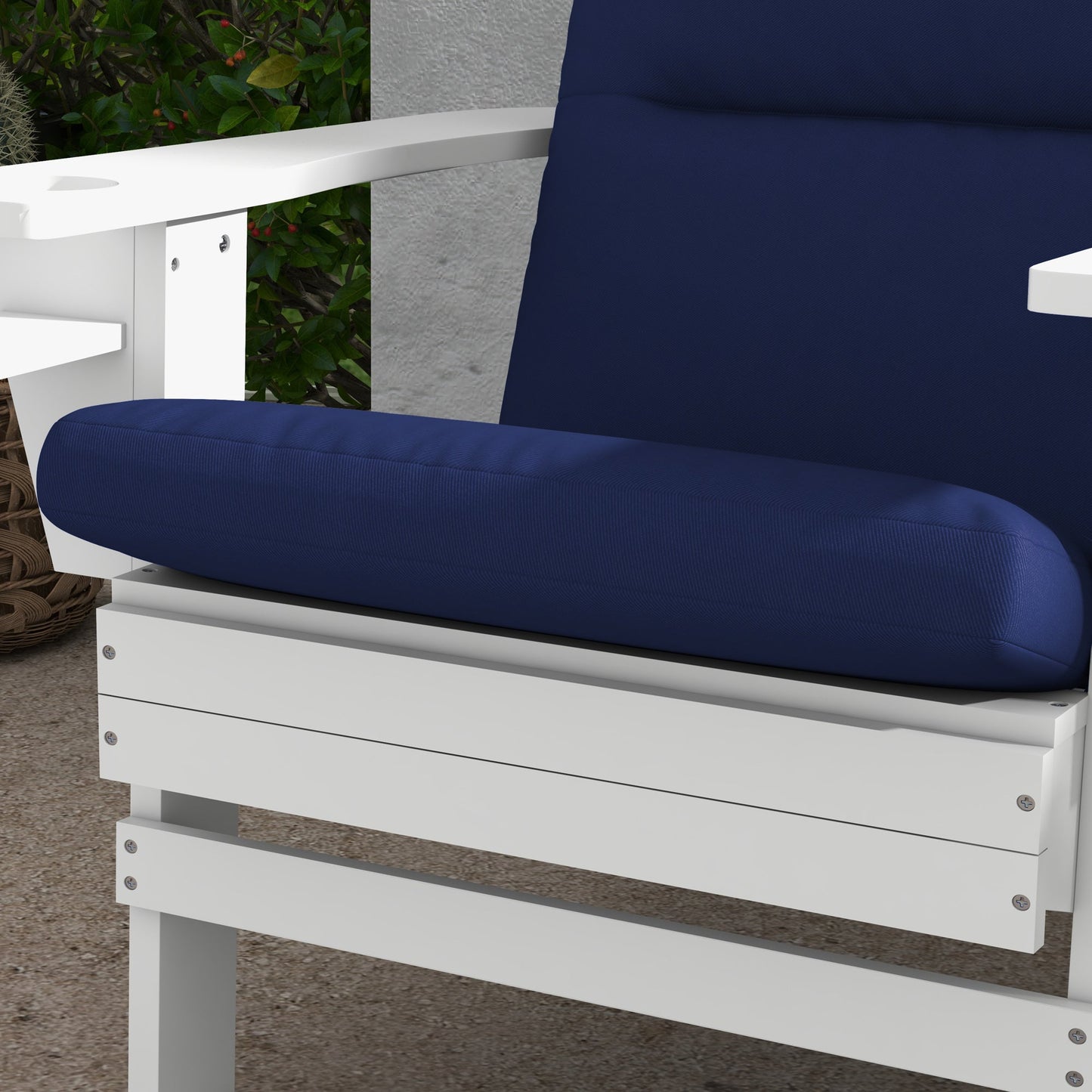 Outdoor Adirondack Chair Muskoka Chair Cushion, Patio Chair Cushion with Back Cushion and Ties, Water Repellent Replacement Seat Pads for Fire Pit Chairs, Blue