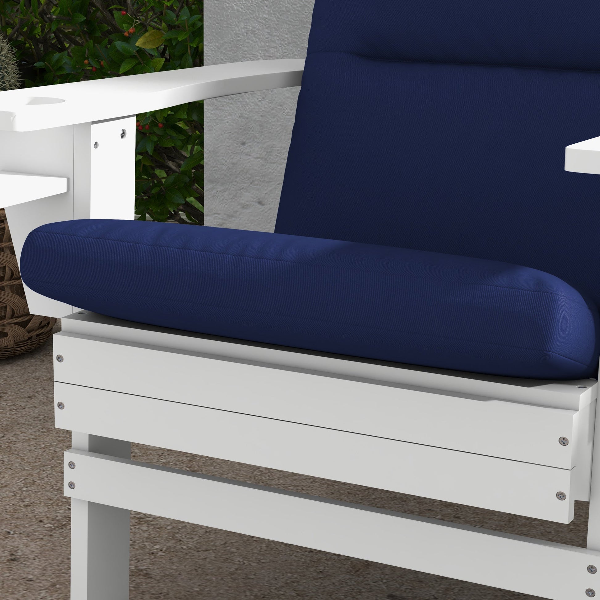 Outdoor Adirondack Chair Muskoka Chair Cushion, Patio Chair Cushion with Back Cushion and Ties, Water Repellent Replacement Seat Pads for Fire Pit Chairs, Blue