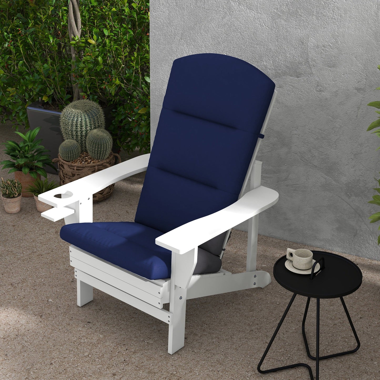 Outdoor Adirondack Chair Muskoka Chair Cushion, Patio Chair Cushion with Back Cushion and Ties, Water Repellent Replacement Seat Pads for Fire Pit Chairs, Blue