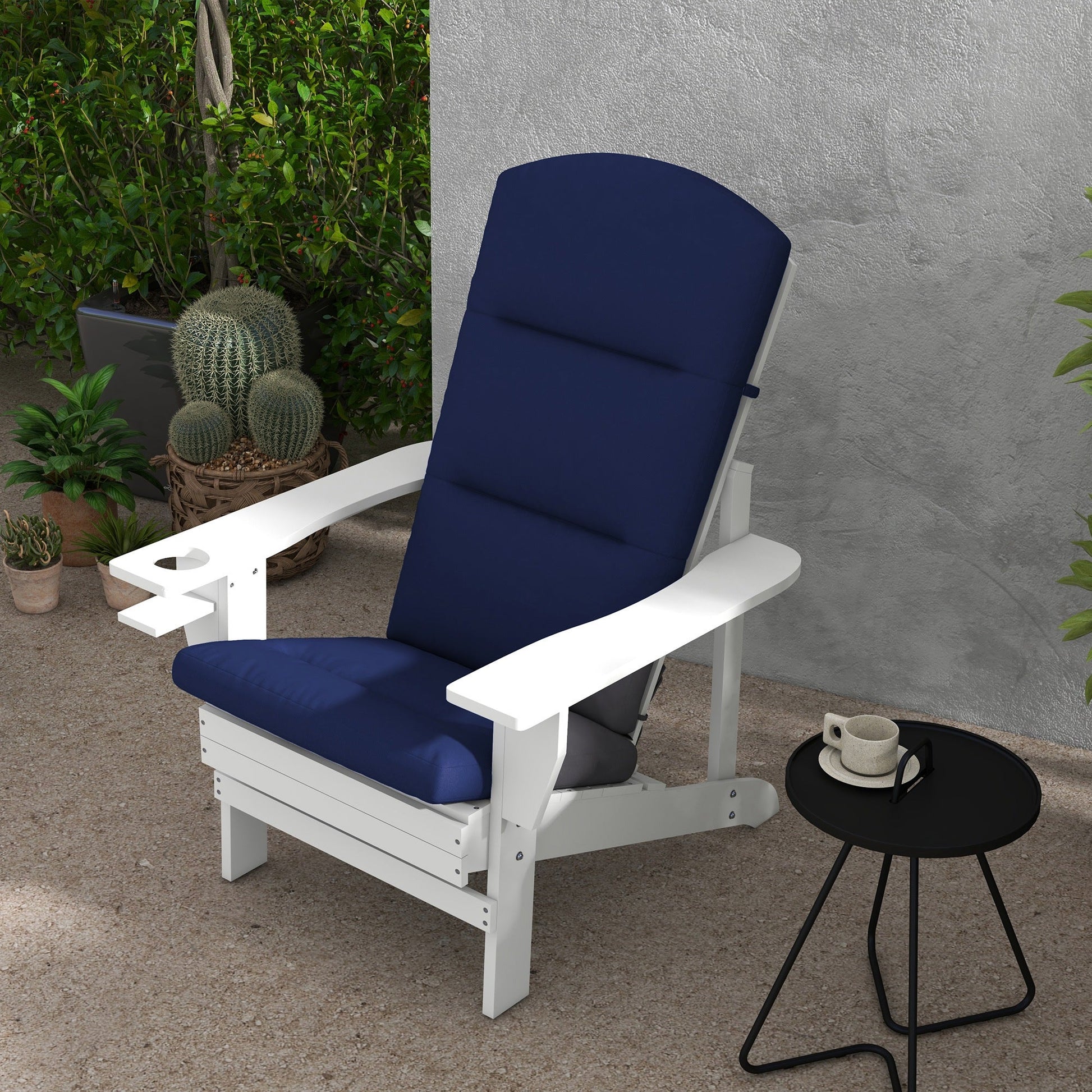 Outdoor Adirondack Chair Muskoka Chair Cushion, Patio Chair Cushion with Back Cushion and Ties, Water Repellent Replacement Seat Pads for Fire Pit Chairs, Blue