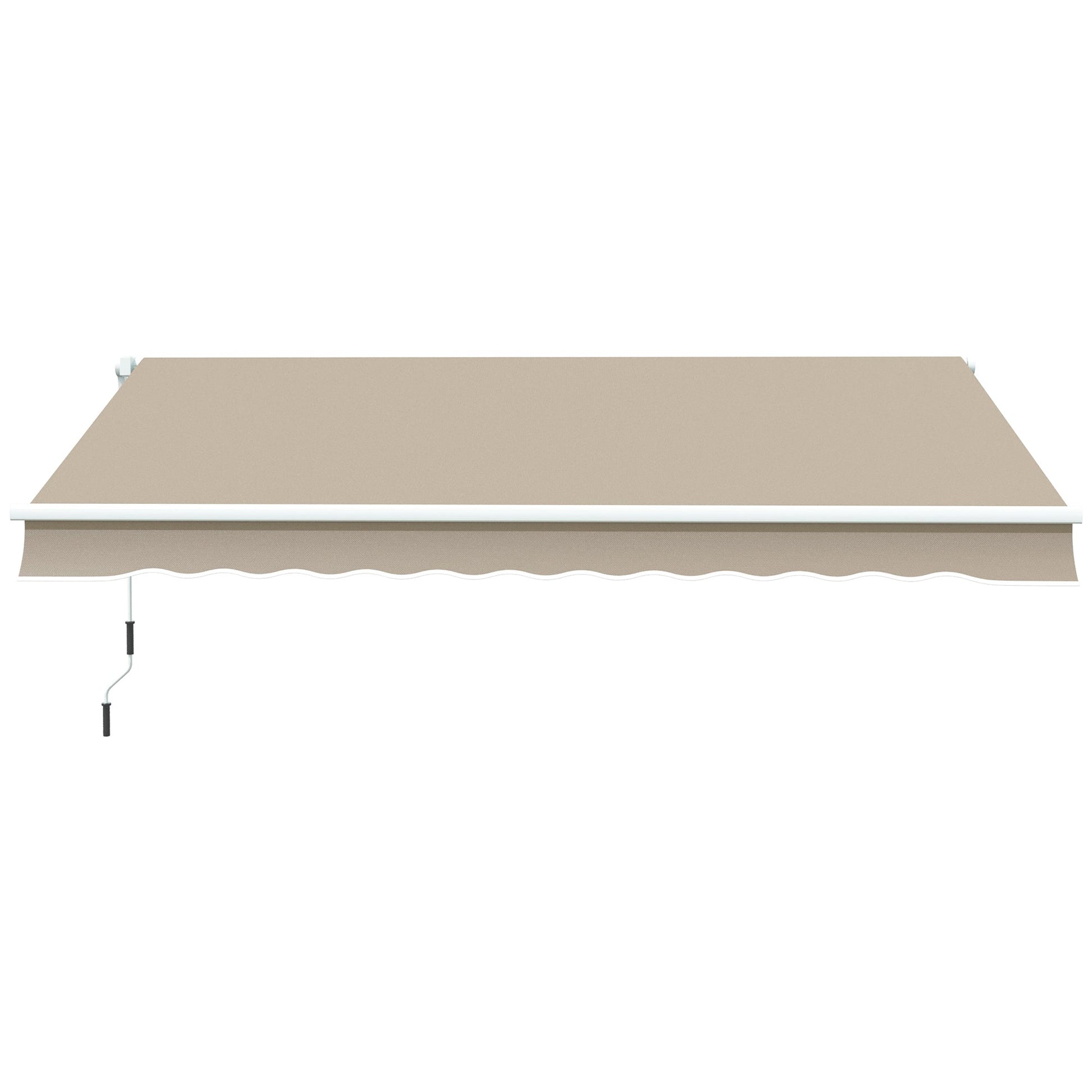 13' x 8' Manual Retractable Patio Awning Sun Shade Outdoor Deck Window Door Canopy Shelter Aluminum Frame Khaki