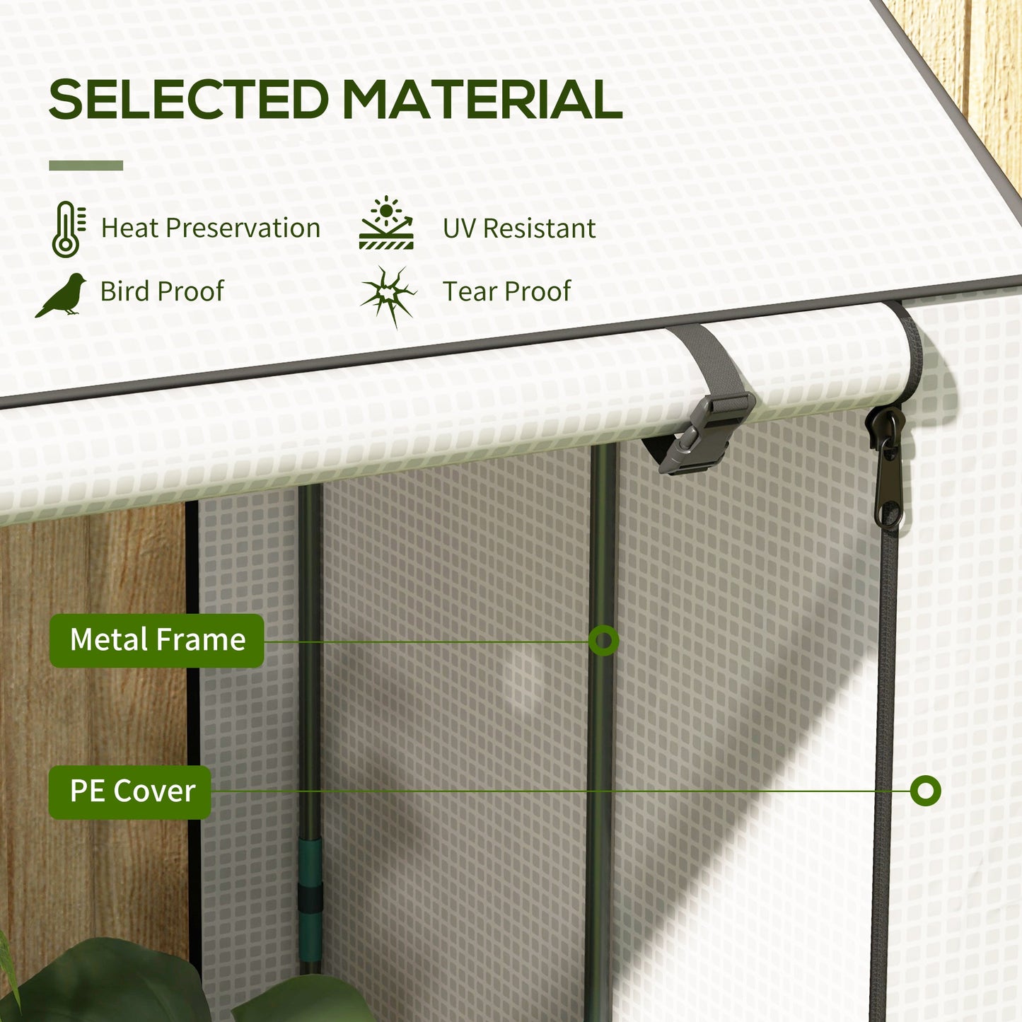 Mini Greenhouse with 4 Wire Shelves, Portable Tomato Greenhouse, 39.4" x 31.5" x 59.1" Garden Hot House with Roll Up Door and Vents, White