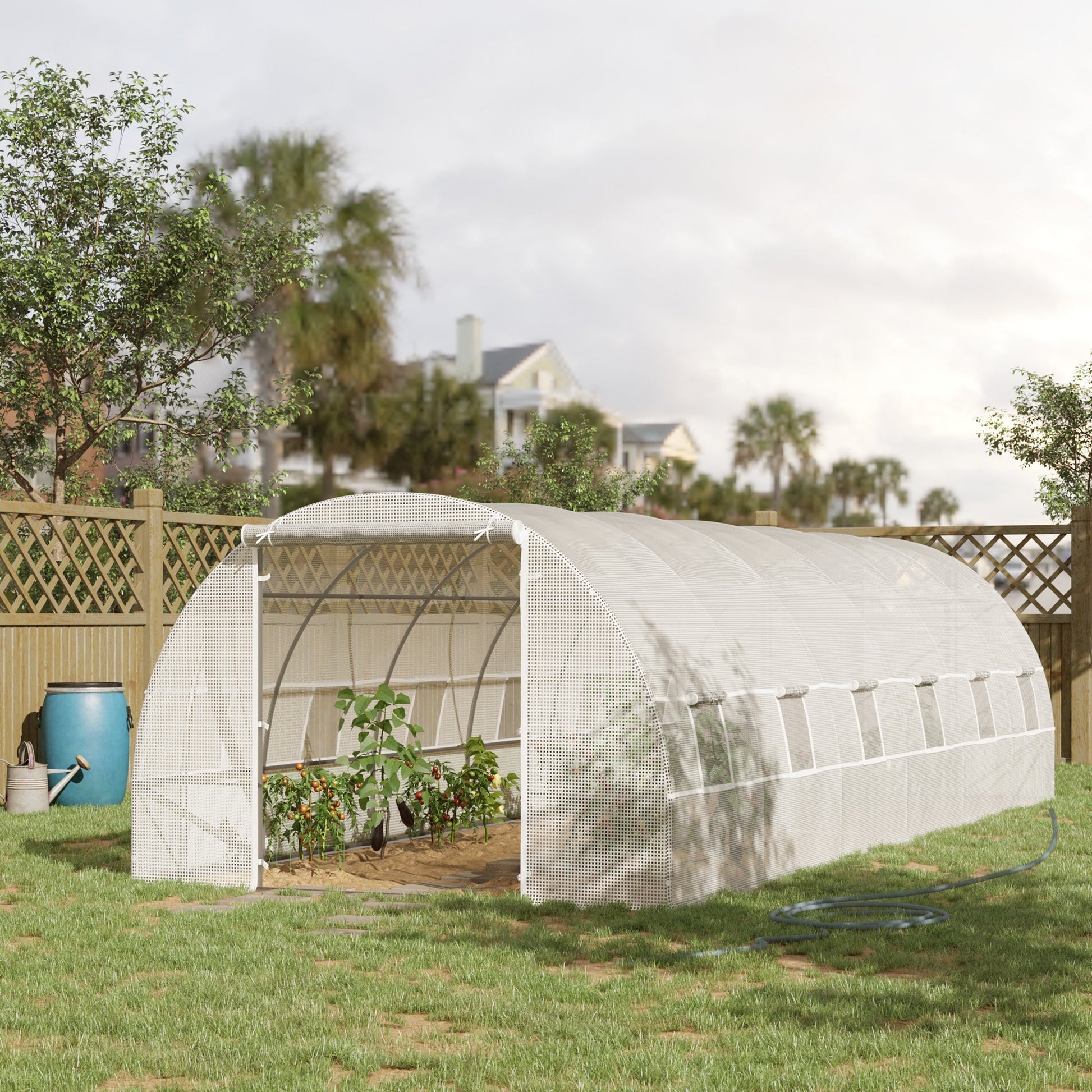 26' x 10' x 6.6' Large Walk in Tunnel Greenhouse Garden Plant Seed Green House Premium Steel Frame, White