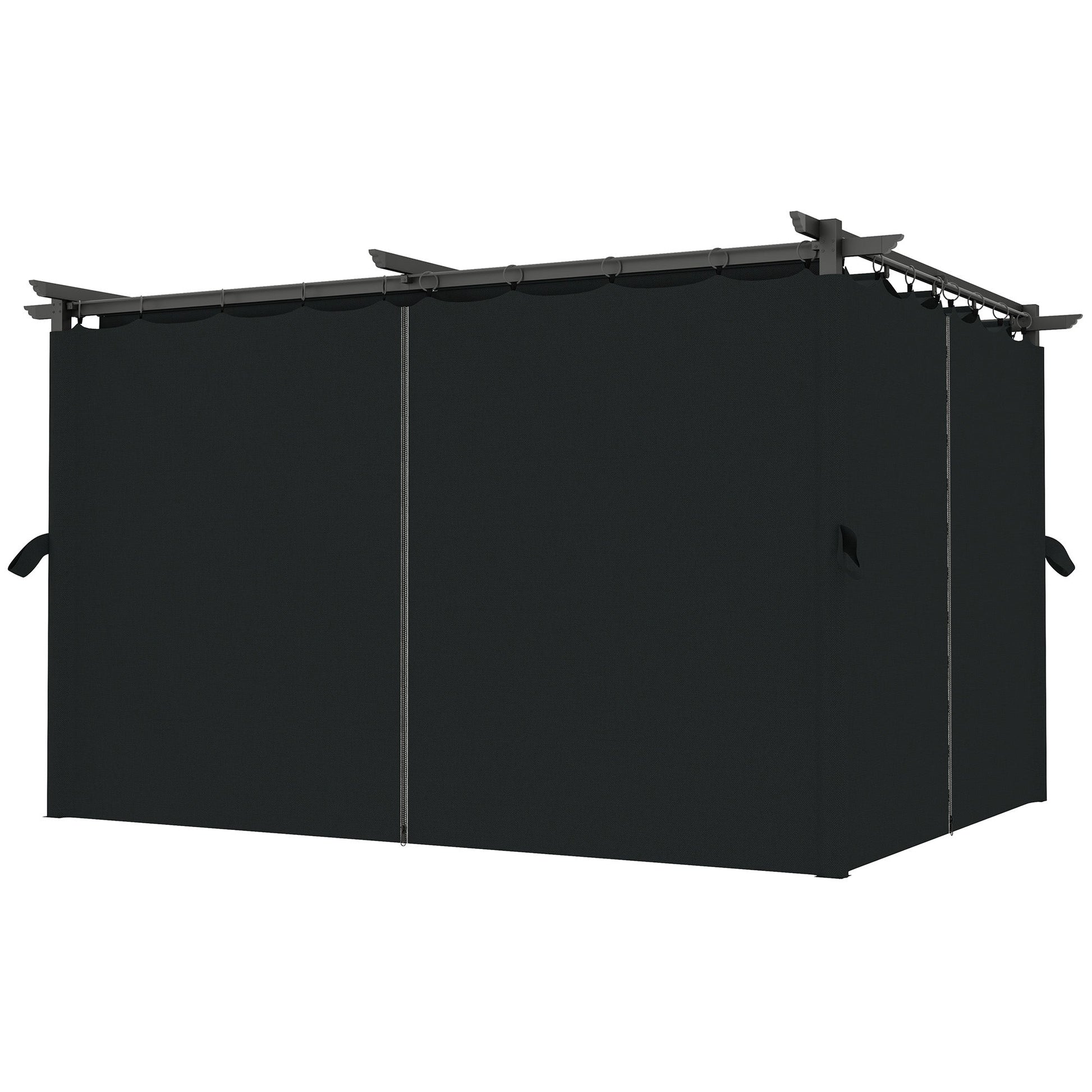 10' x 13' Retractable Pergola Canopy with Curtains, Outdoor Gazebo UPF30+ Sun Shade Shelter for Grill, Garden, Patio, Backyard, Deck, Dark Grey